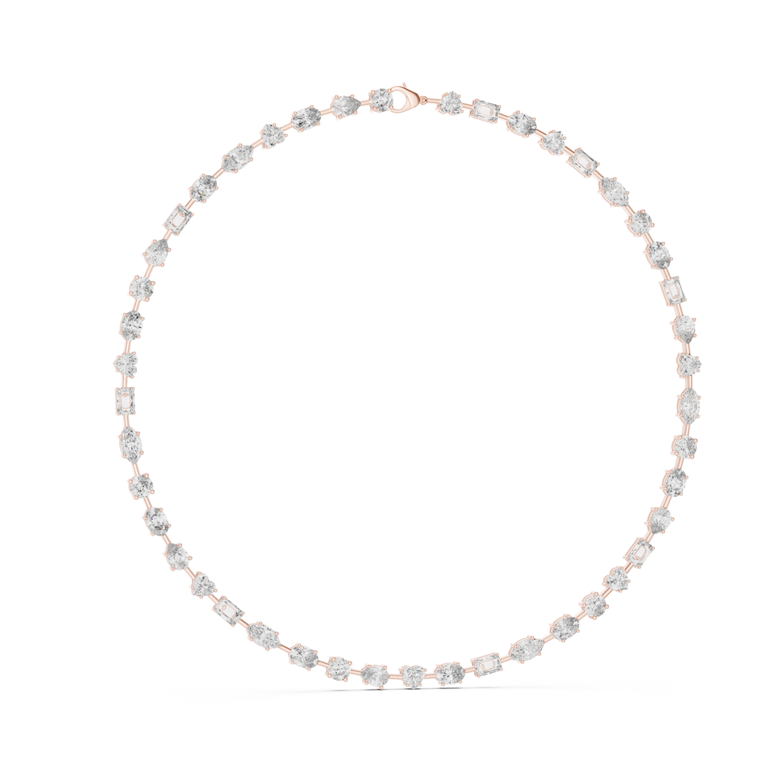 Minimalist Fancy Diamond Tennis Necklace in White Gold for Women