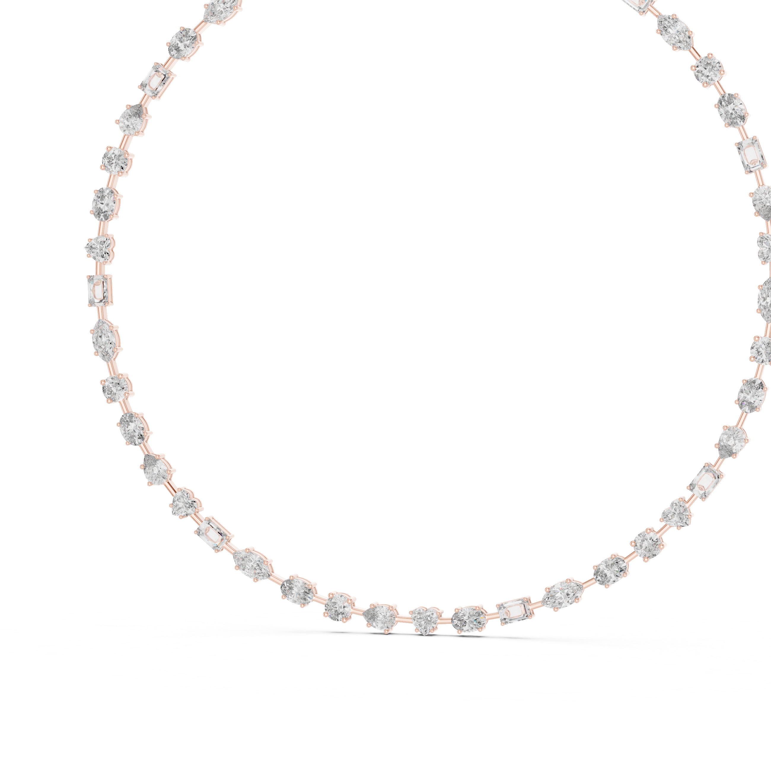 Minimalist Fancy Diamond Tennis Necklace in White Gold for Women
