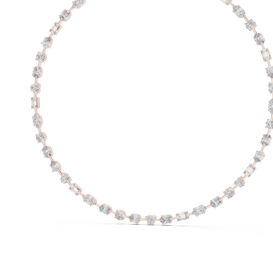 Minimalist Fancy Diamond Tennis Necklace in White Gold for Women