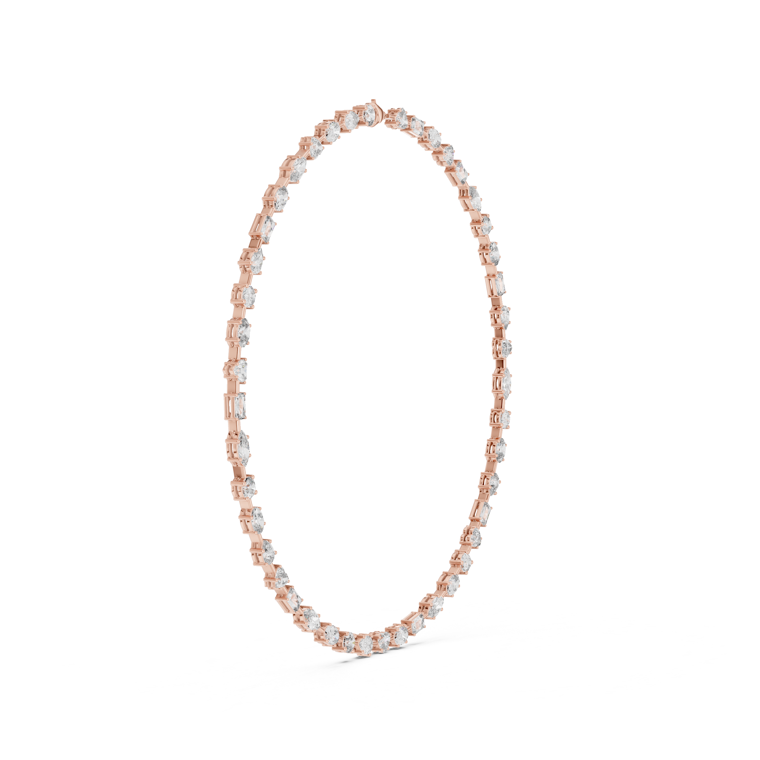 Minimalist Fancy Diamond Tennis Necklace in White Gold for Women