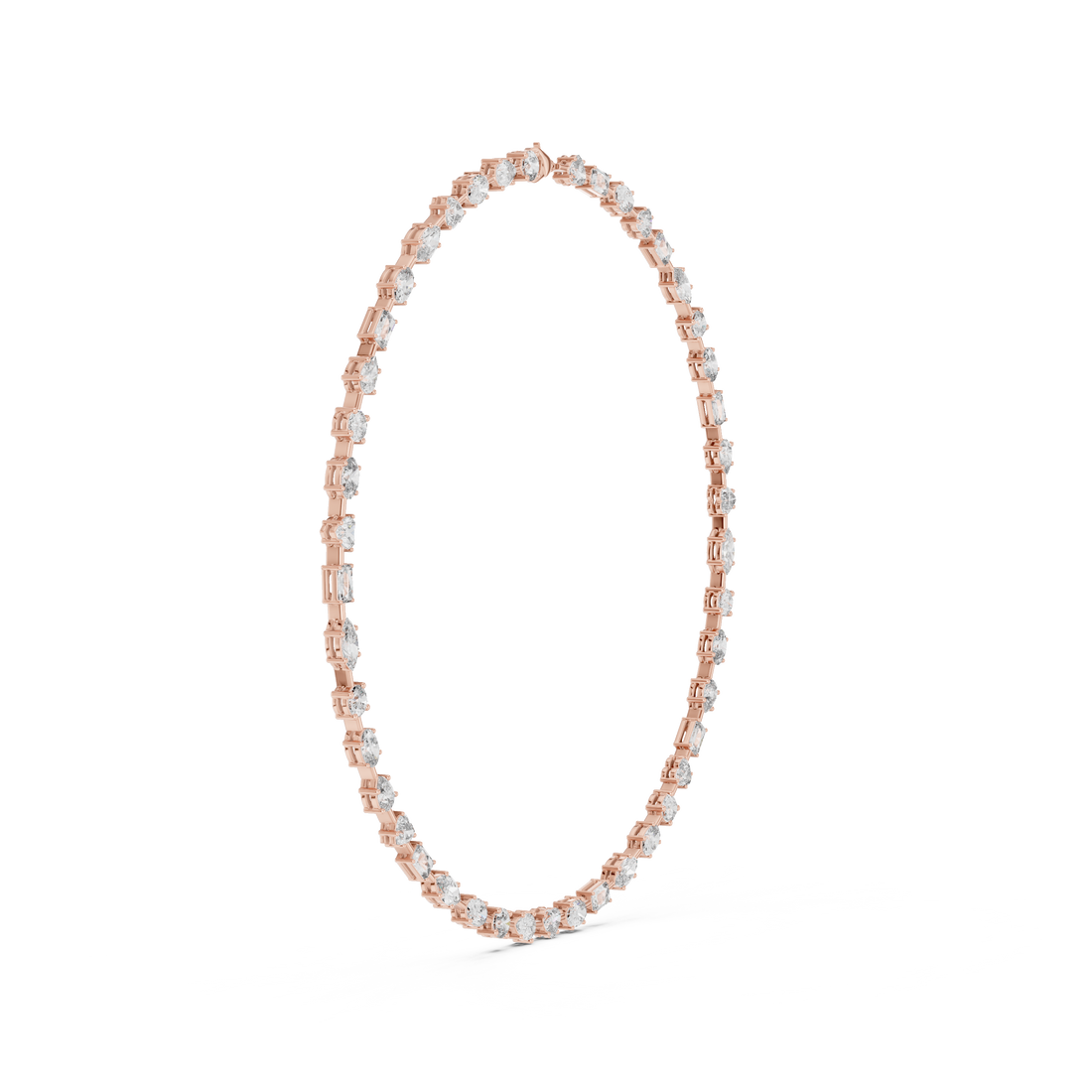 Minimalist Fancy Diamond Tennis Necklace in White Gold for Women