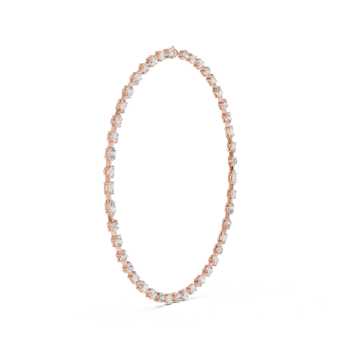 Minimalist Fancy Diamond Tennis Necklace in White Gold for Women