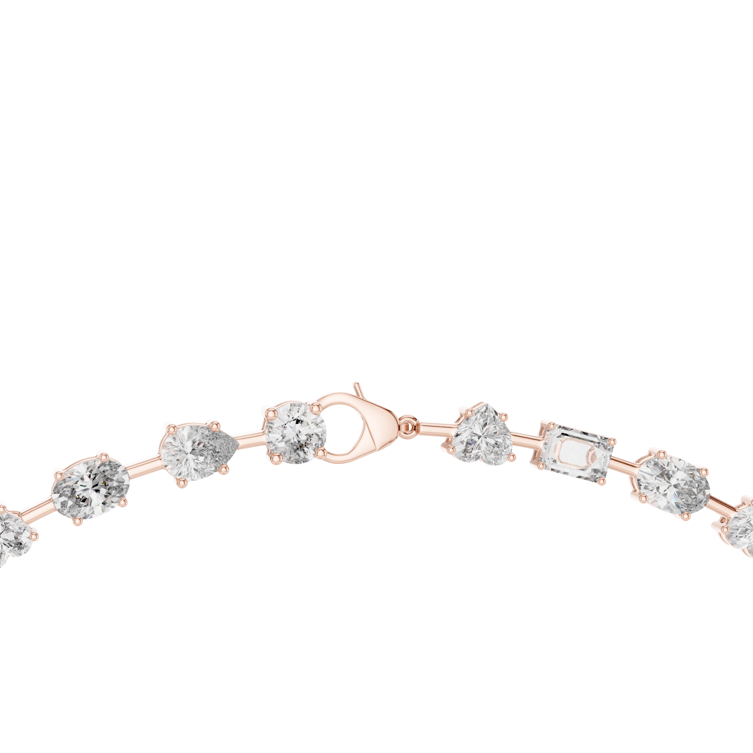 Minimalist Fancy Diamond Tennis Necklace in White Gold for Women