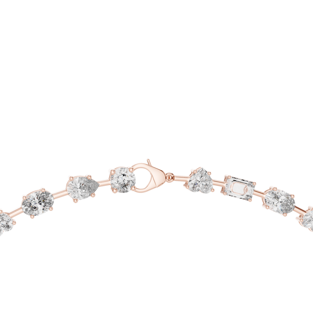 Minimalist Fancy Diamond Tennis Necklace in White Gold for Women