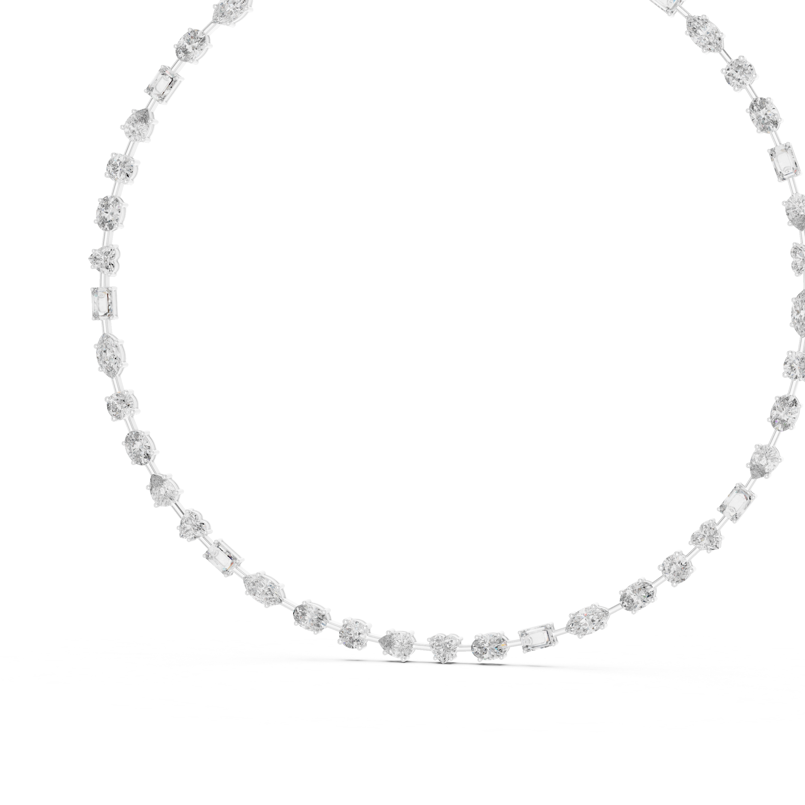 Minimalist Fancy Diamond Tennis Necklace in White Gold for Women