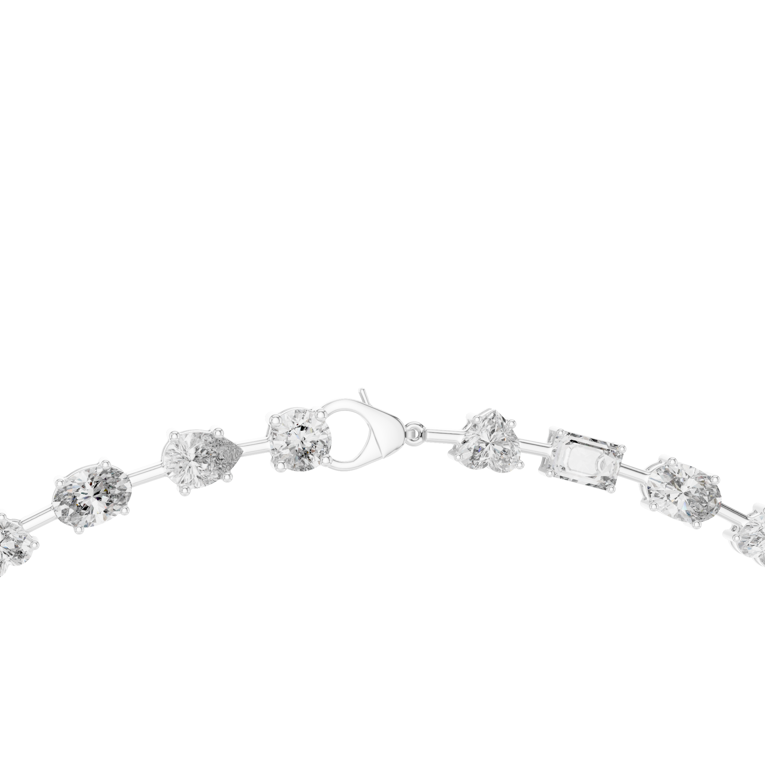 Minimalist Fancy Diamond Tennis Necklace in White Gold for Women