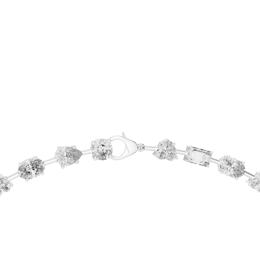 Minimalist Fancy Diamond Tennis Necklace in White Gold for Women