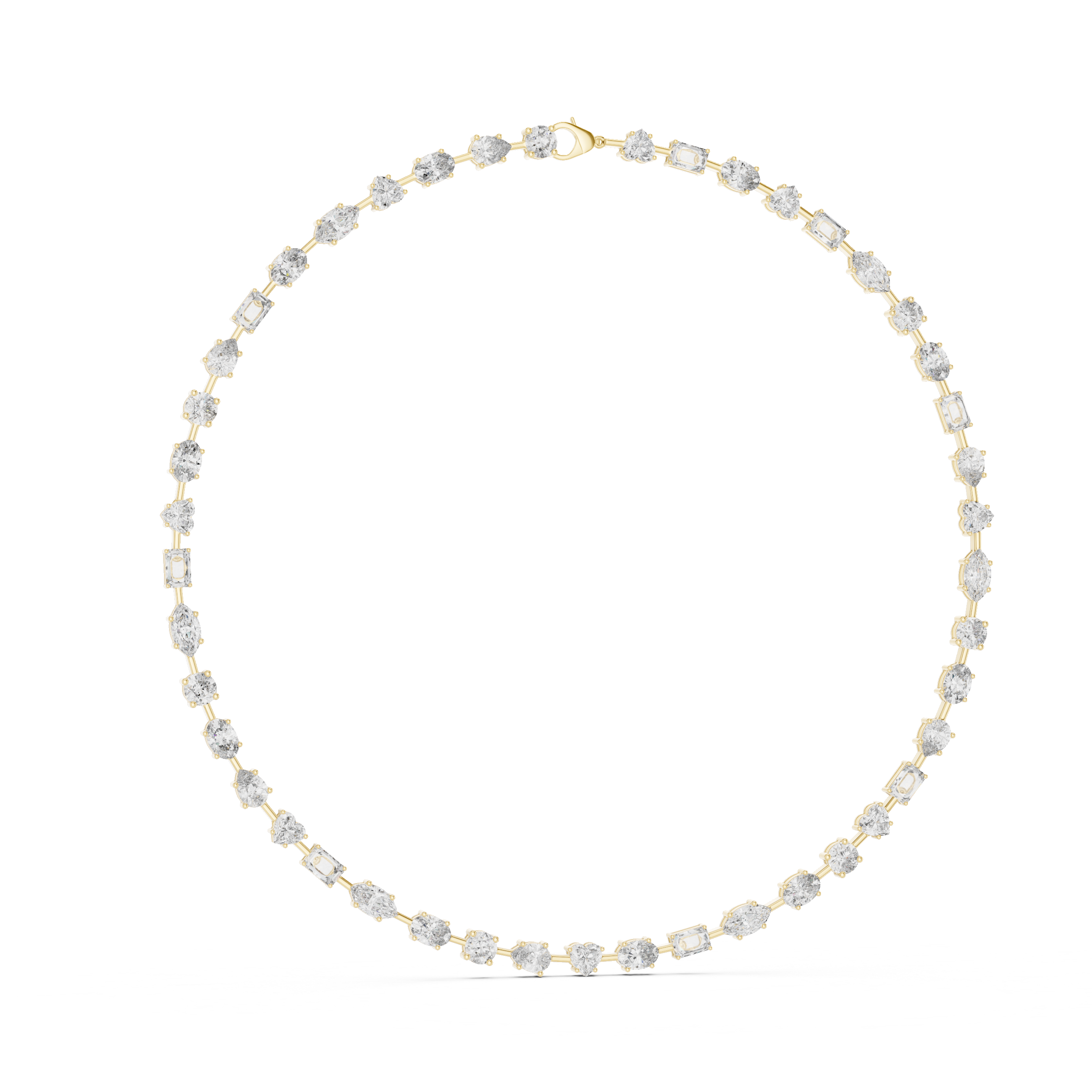Minimalist Fancy Diamond Tennis Necklace in White Gold for Women