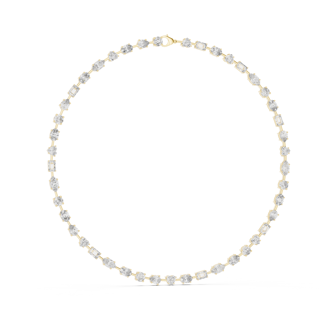 Minimalist Fancy Diamond Tennis Necklace in White Gold for Women