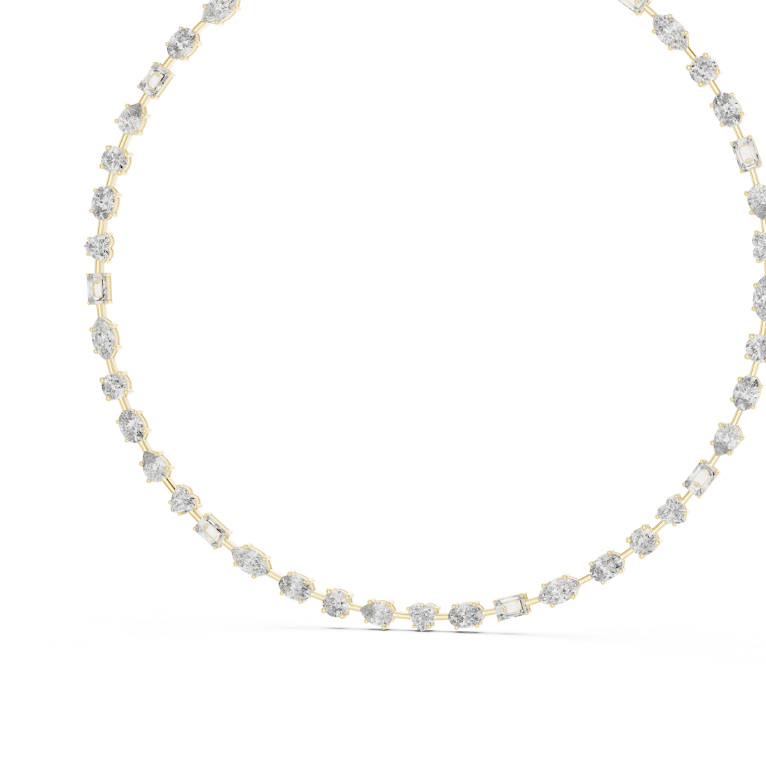 Minimalist Fancy Diamond Tennis Necklace in White Gold for Women