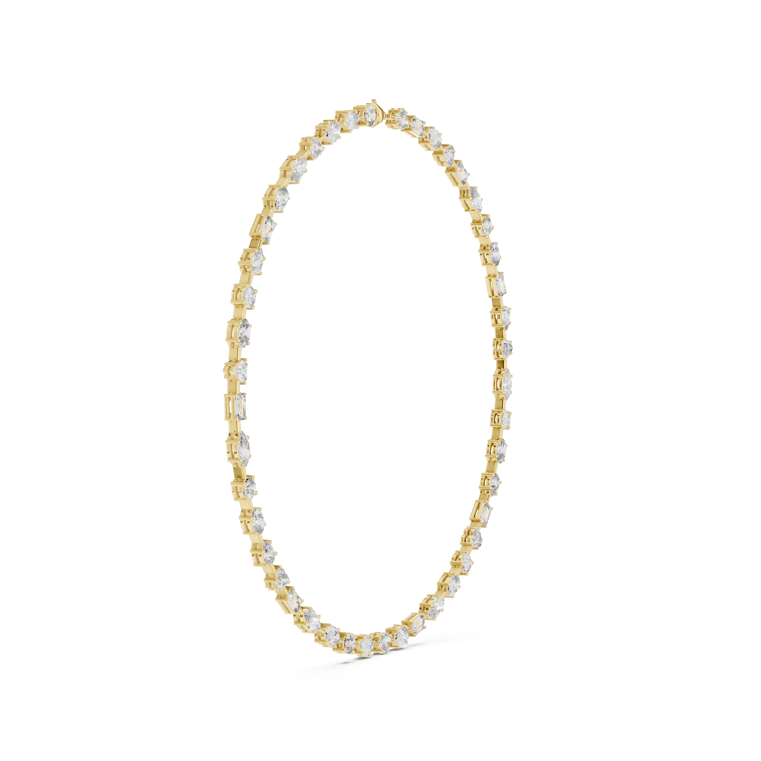 Minimalist Fancy Diamond Tennis Necklace in White Gold for Women