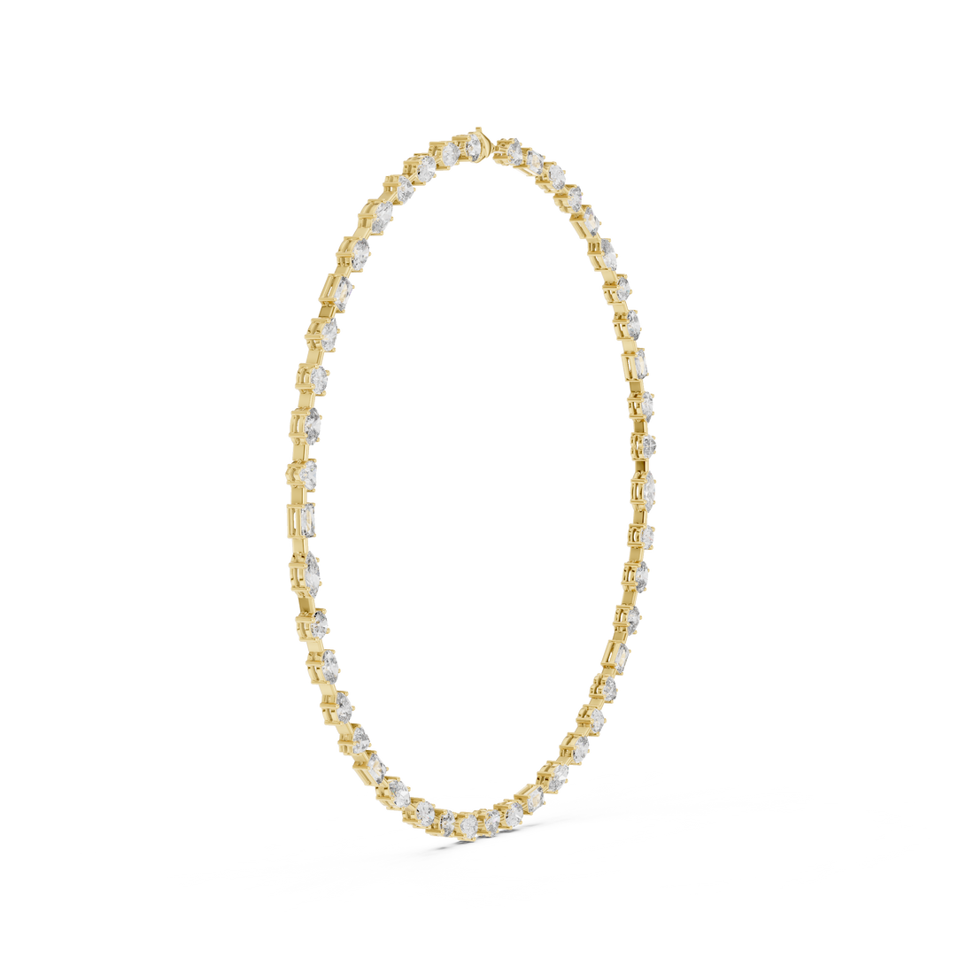 Minimalist Fancy Diamond Tennis Necklace in White Gold for Women