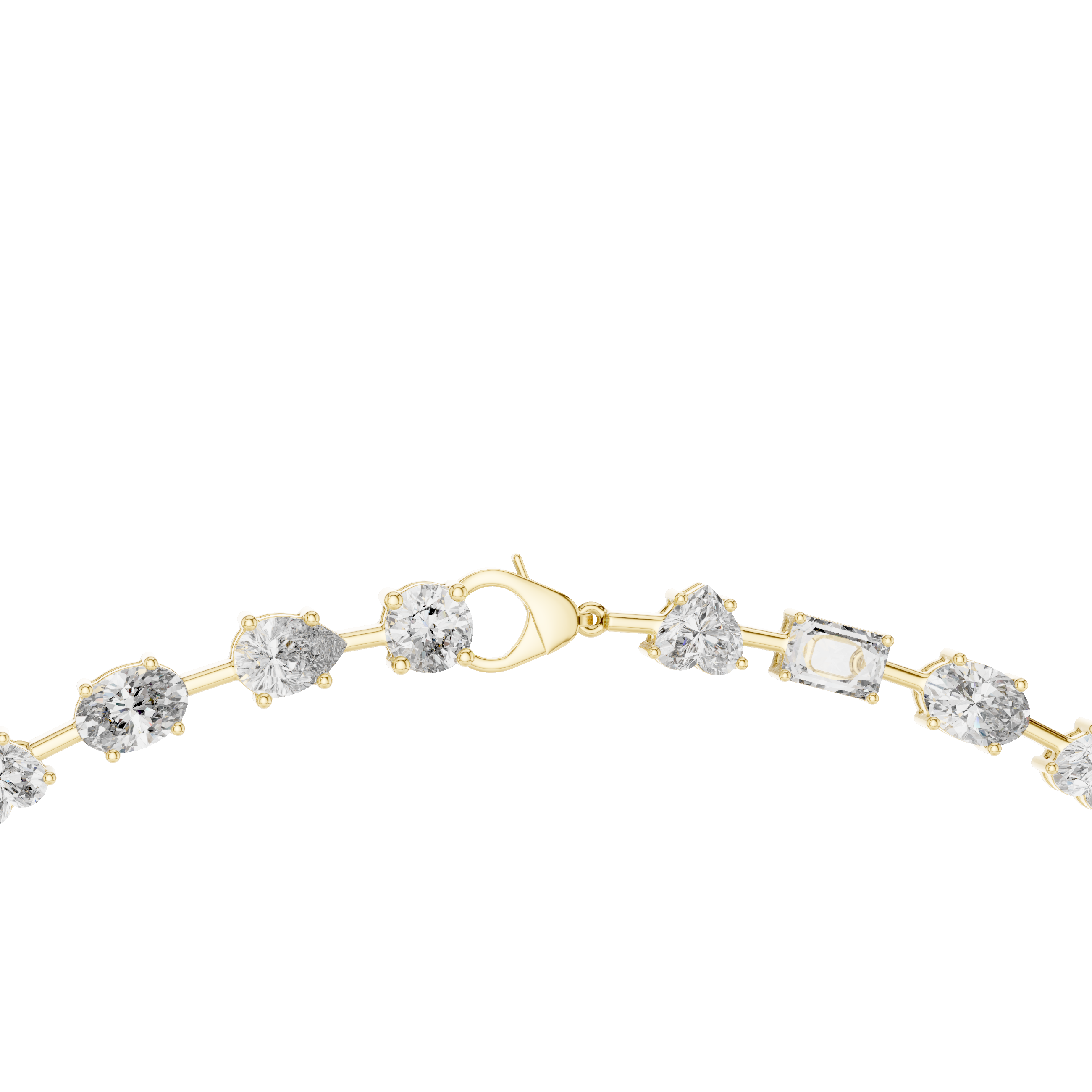 Minimalist Fancy Diamond Tennis Necklace in White Gold for Women