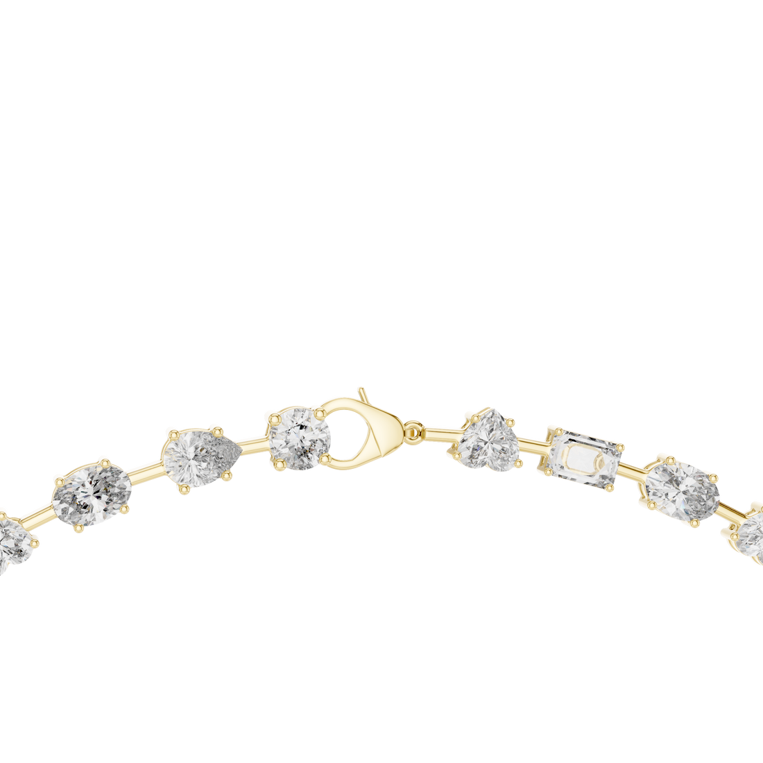 Minimalist Fancy Diamond Tennis Necklace in White Gold for Women