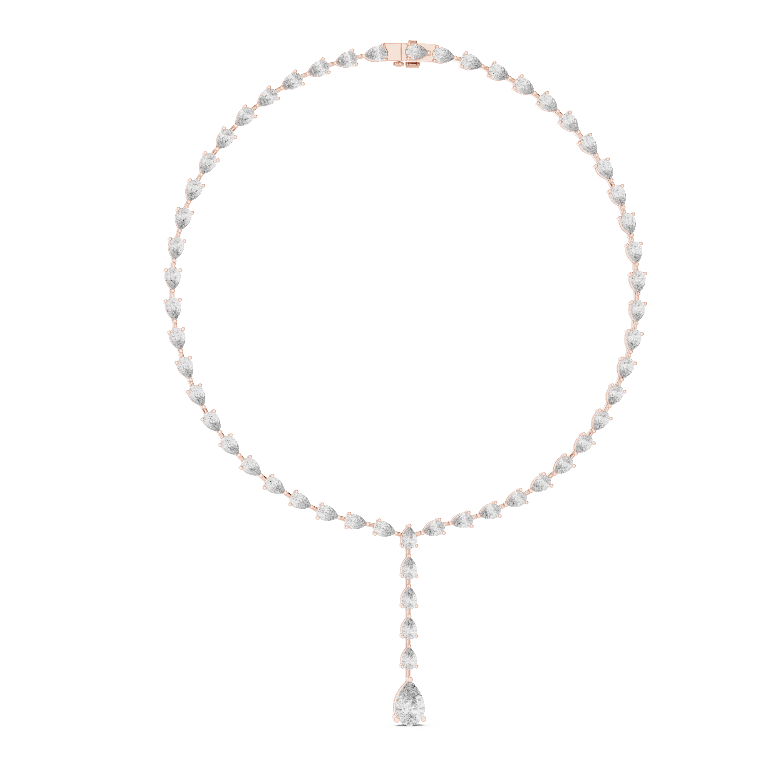 Luxury Diamond Y Necklace with Pear Shaped Stones in Rose Gold Fine Jewelry for Women