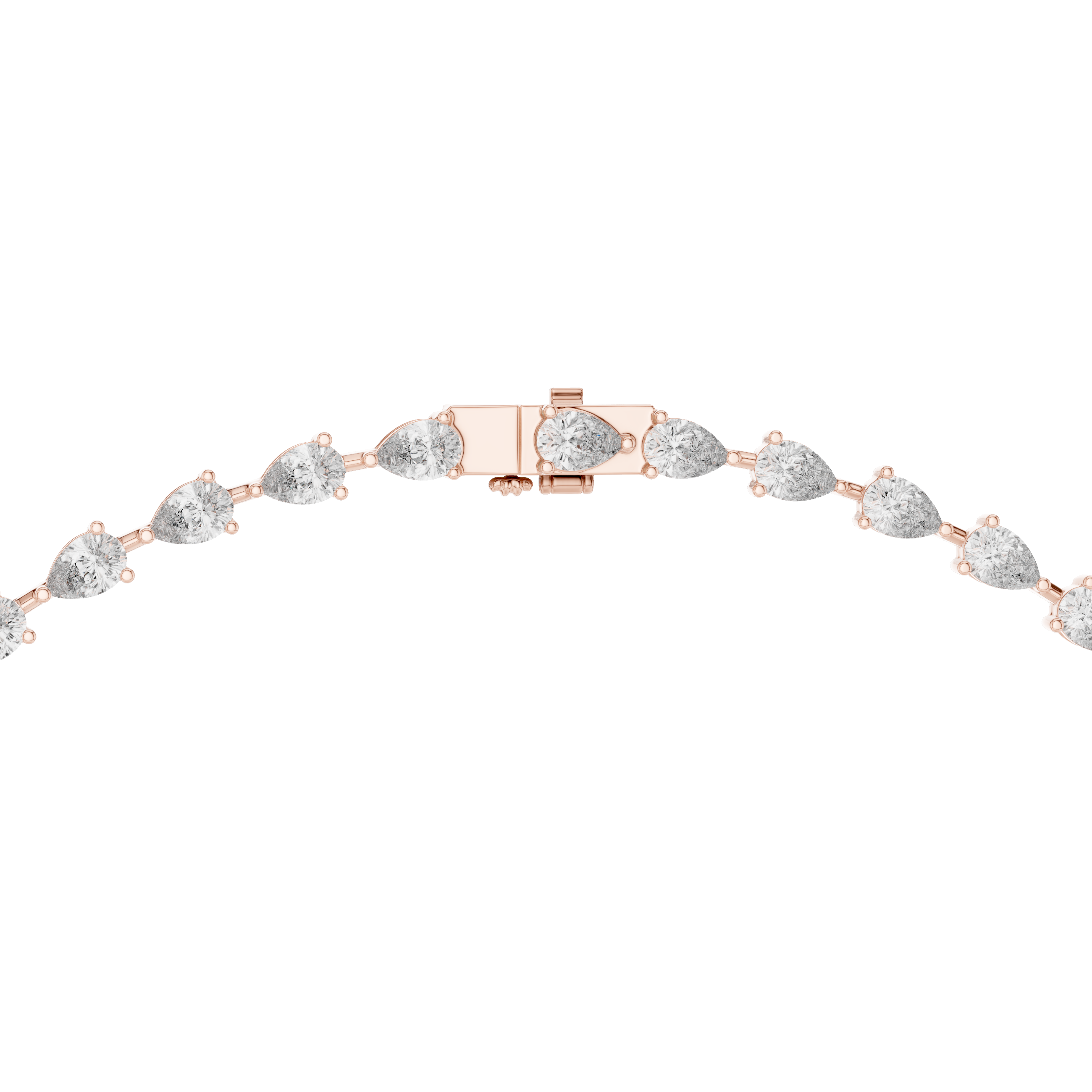 Luxury Diamond Y Necklace with Pear Shaped Stones in Rose Gold Fine Jewelry for Women