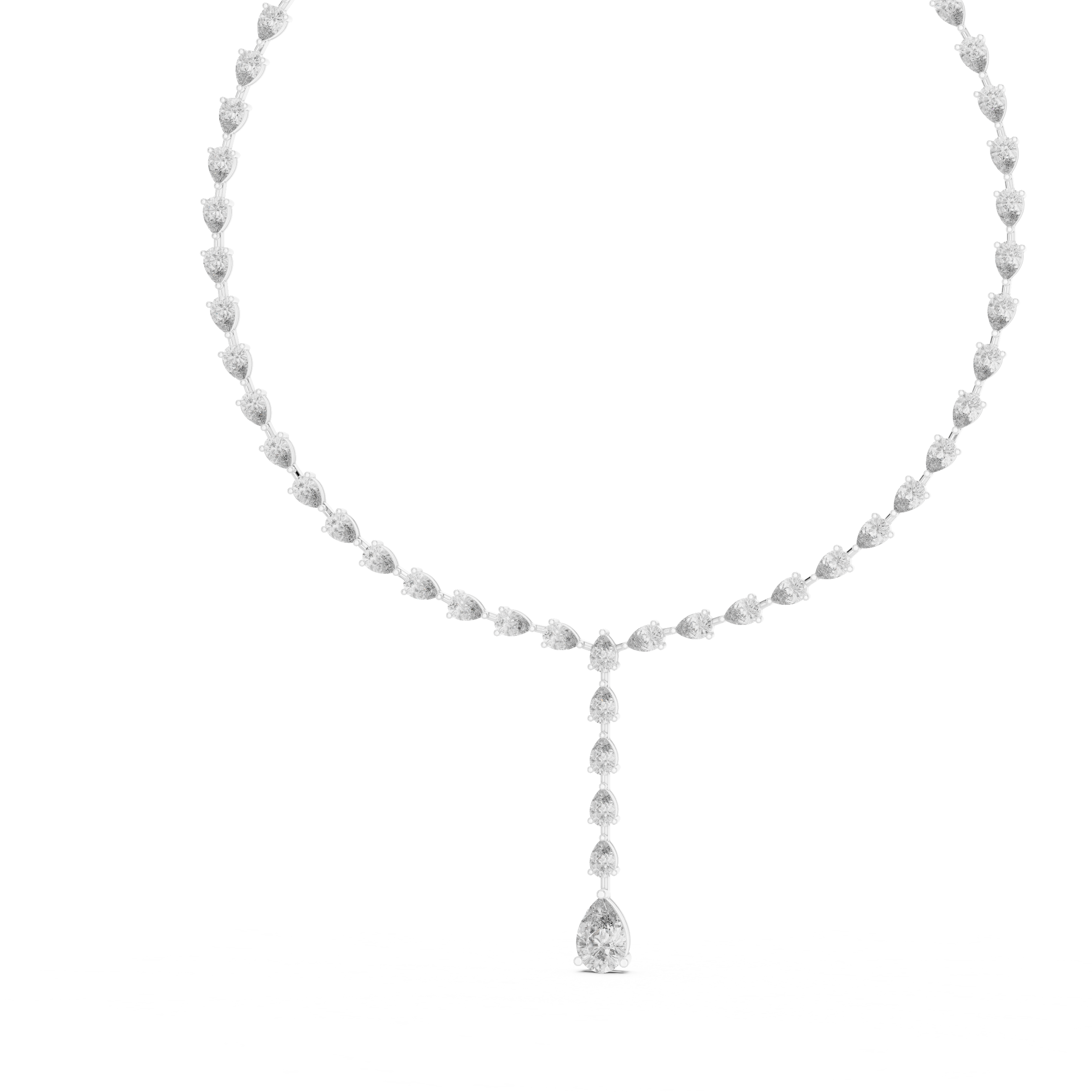Luxury Diamond Y Necklace with Pear Shaped Stones in Rose Gold Fine Jewelry for Women