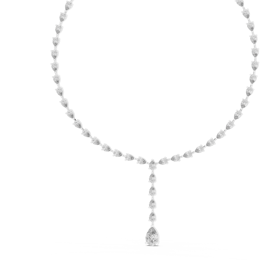 Luxury Diamond Y Necklace with Pear Shaped Stones in Rose Gold Fine Jewelry for Women