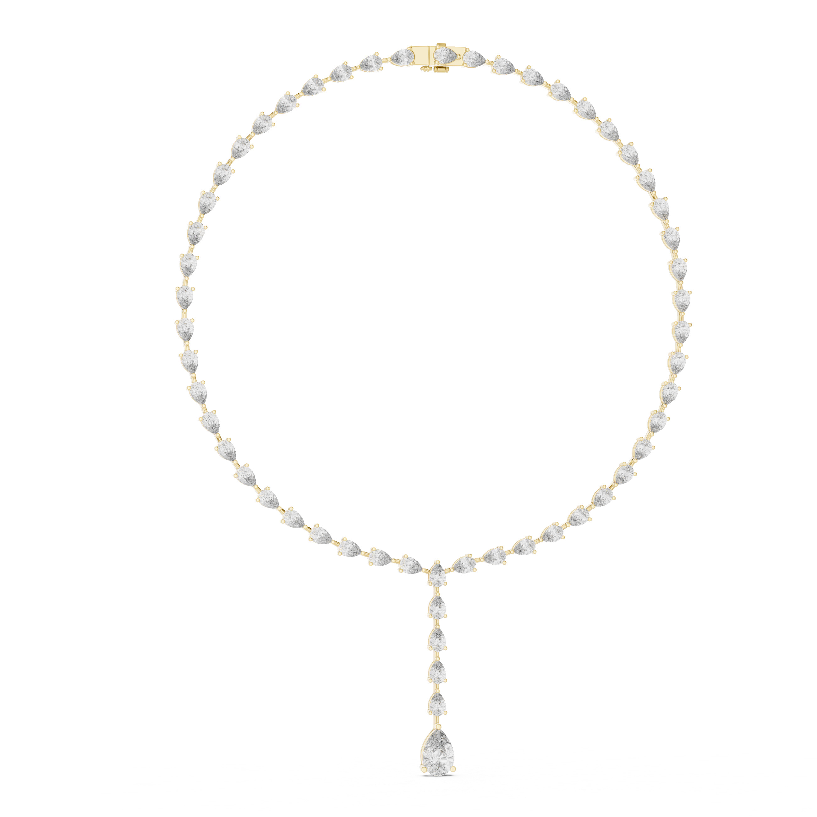 Luxury Diamond Y Necklace with Pear Shaped Stones in Rose Gold Fine Jewelry for Women