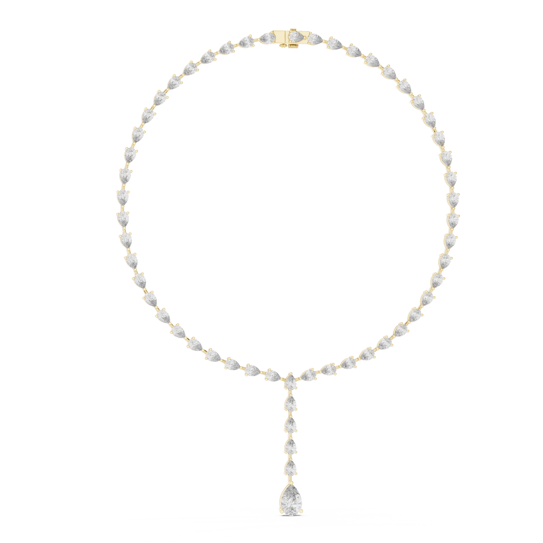 Luxury Diamond Y Necklace with Pear Shaped Stones in Rose Gold Fine Jewelry for Women