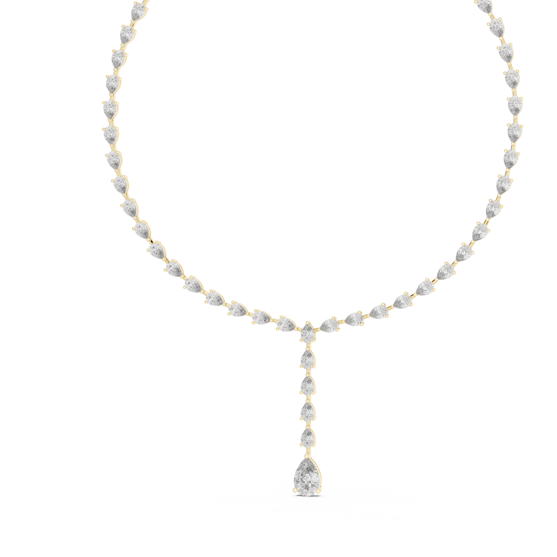 Luxury Diamond Y Necklace with Pear Shaped Stones in Rose Gold Fine Jewelry for Women