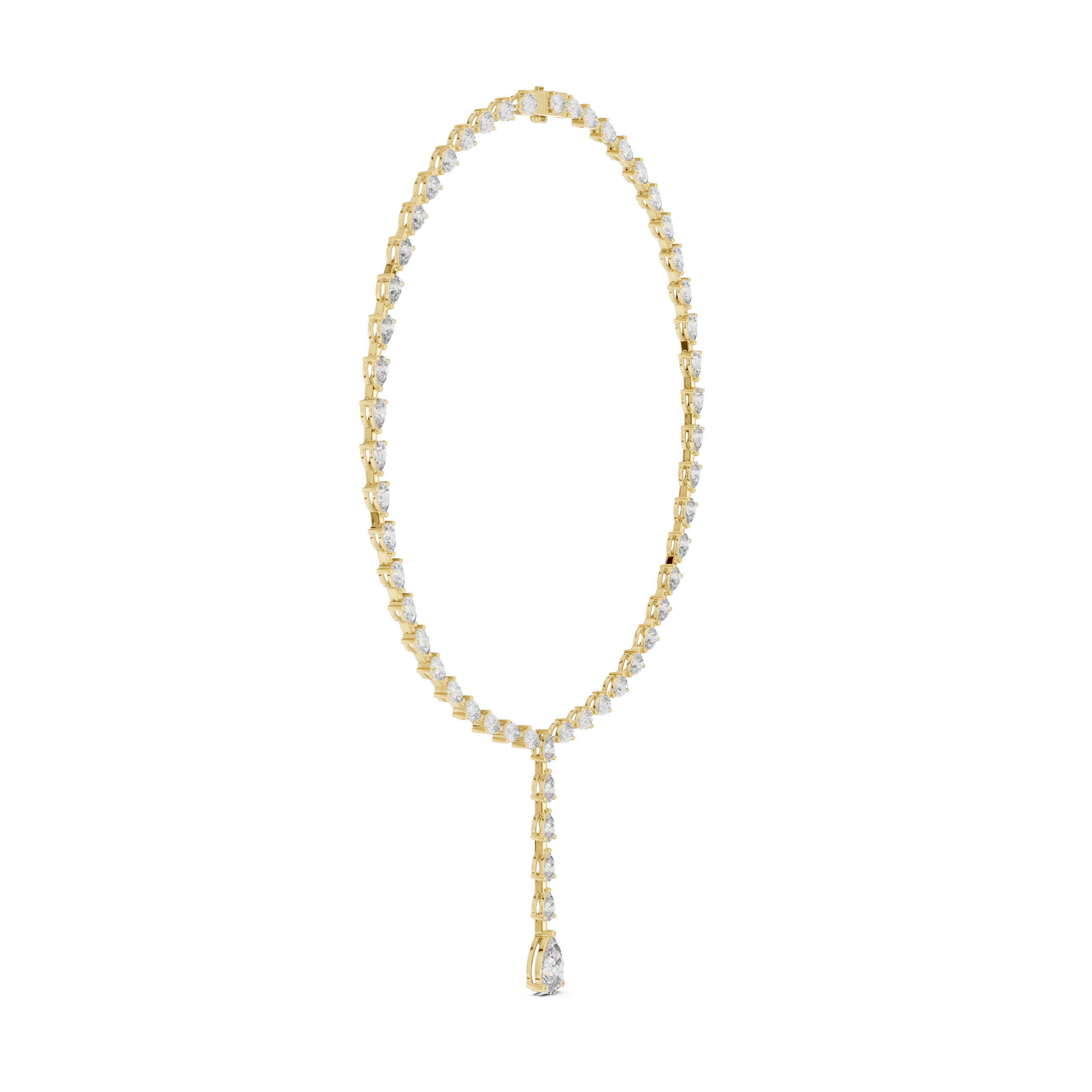 Luxury Diamond Y Necklace with Pear Shaped Stones in Rose Gold Fine Jewelry for Women