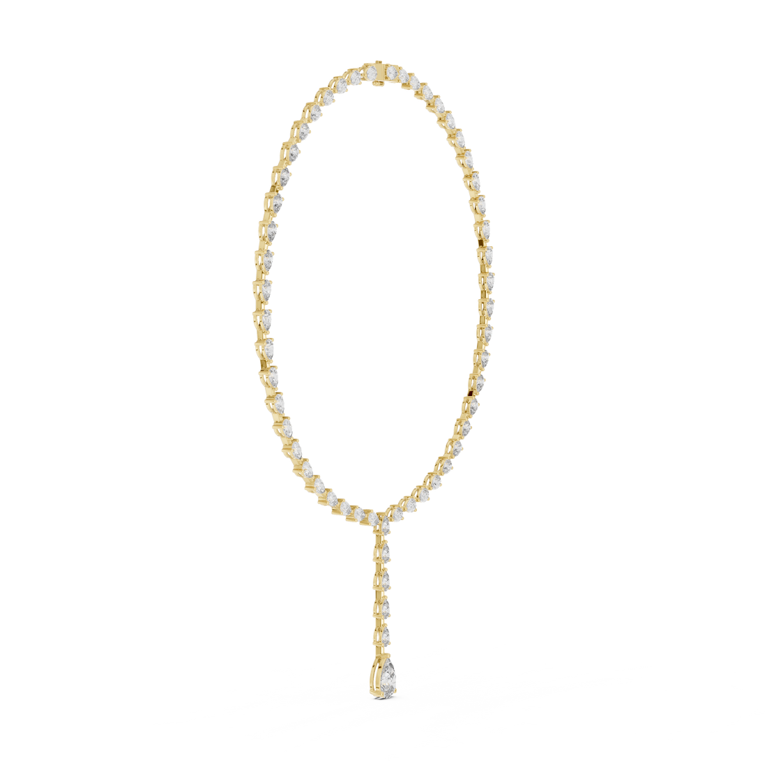Luxury Diamond Y Necklace with Pear Shaped Stones in Rose Gold Fine Jewelry for Women