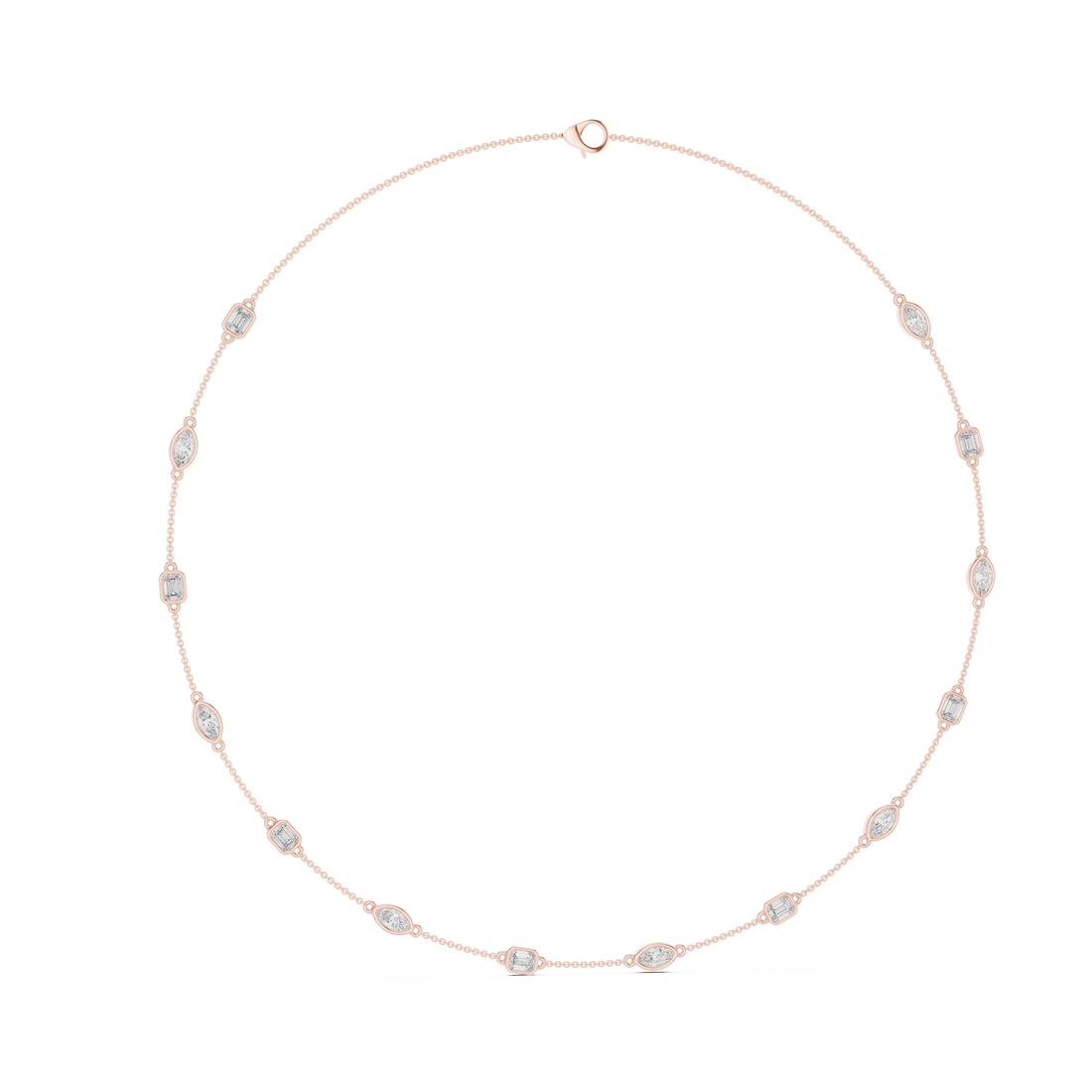 Bridal Style Emerald & Marquise Shaped Diamond Necklace in Gold Elegant Party Wear Jewelry