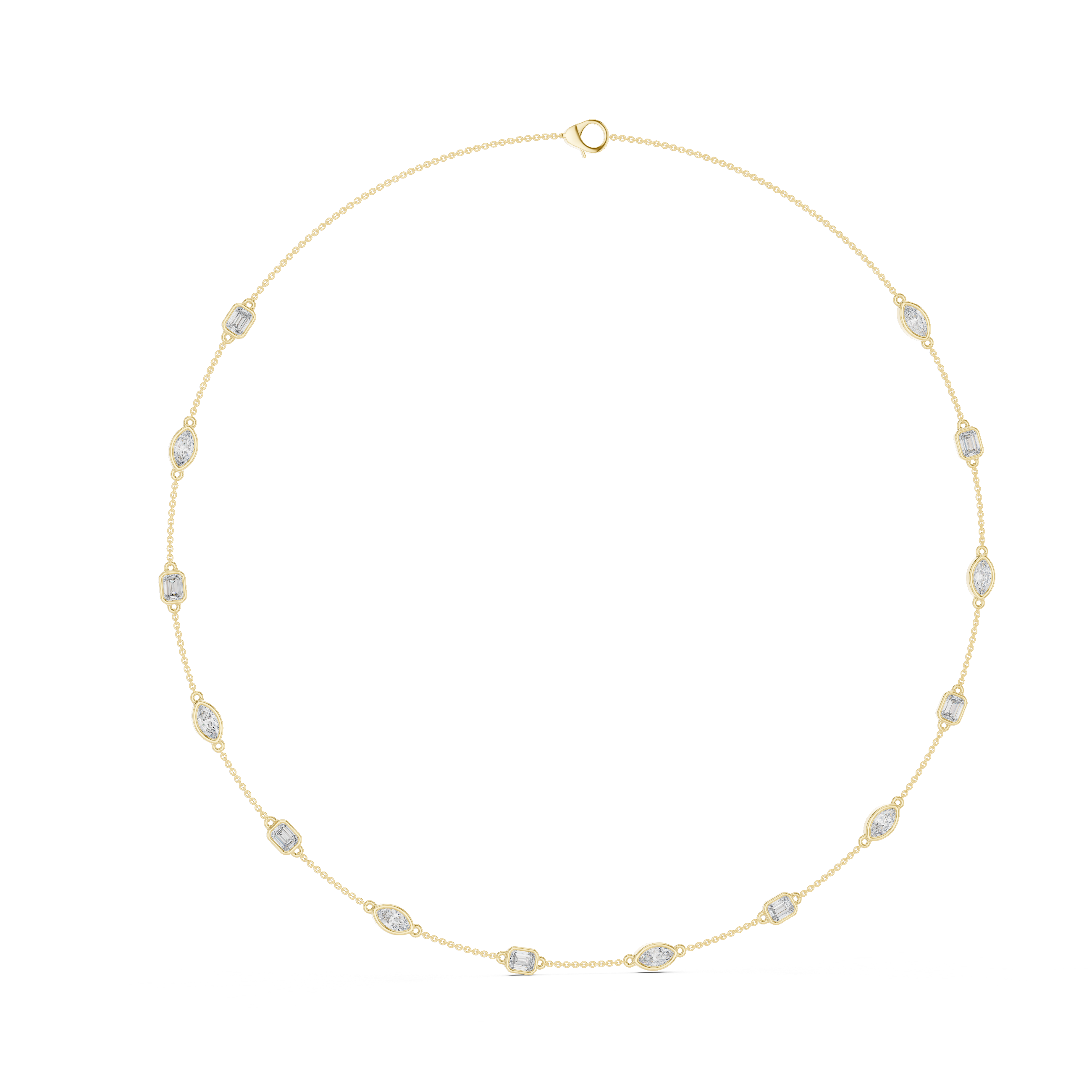 Bridal Style Emerald & Marquise Shaped Diamond Necklace in Gold Elegant Party Wear Jewelry