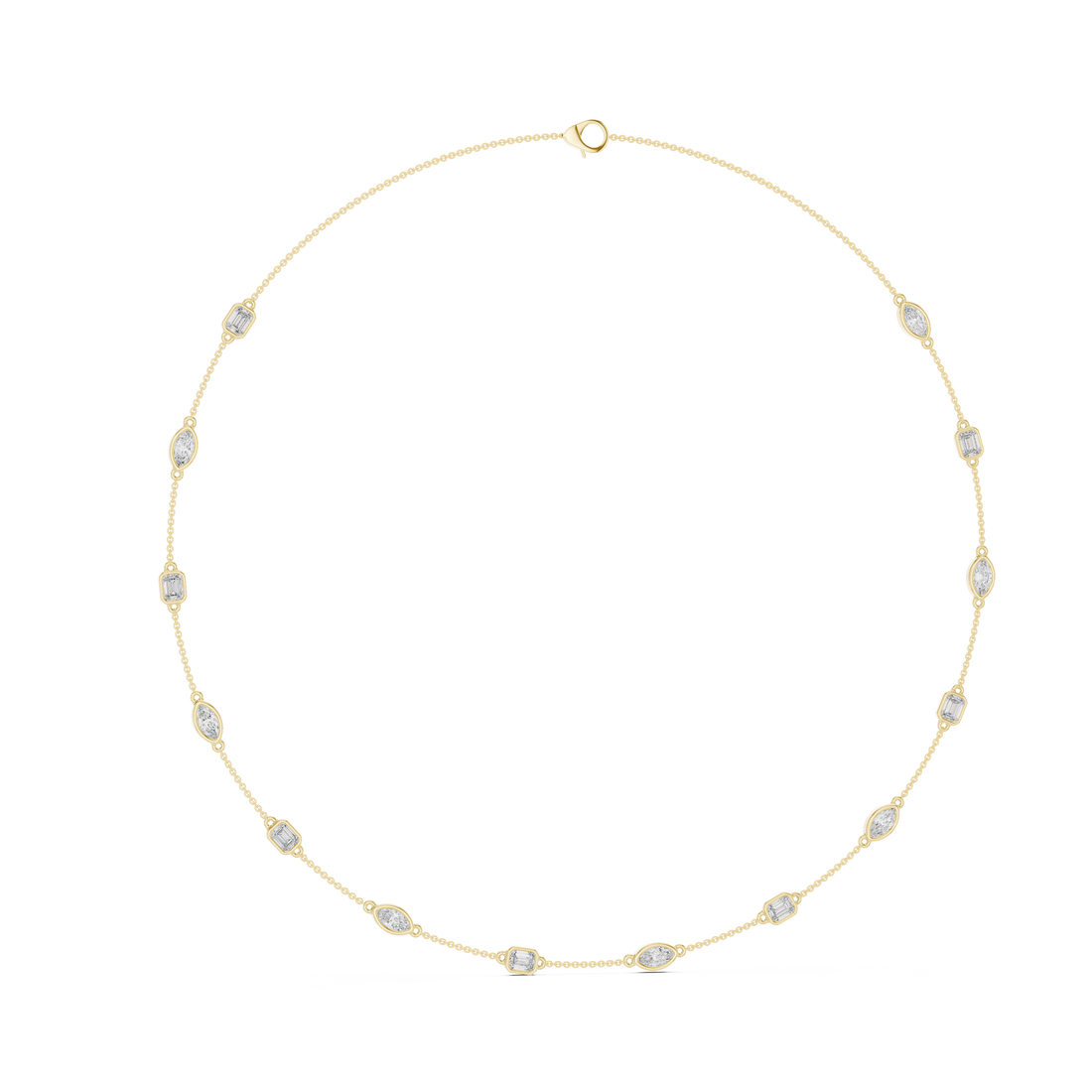 Bridal Style Emerald & Marquise Shaped Diamond Necklace in Gold Elegant Party Wear Jewelry
