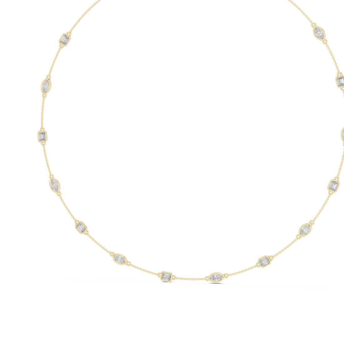 Bridal Style Emerald & Marquise Shaped Diamond Necklace in Gold Elegant Party Wear Jewelry