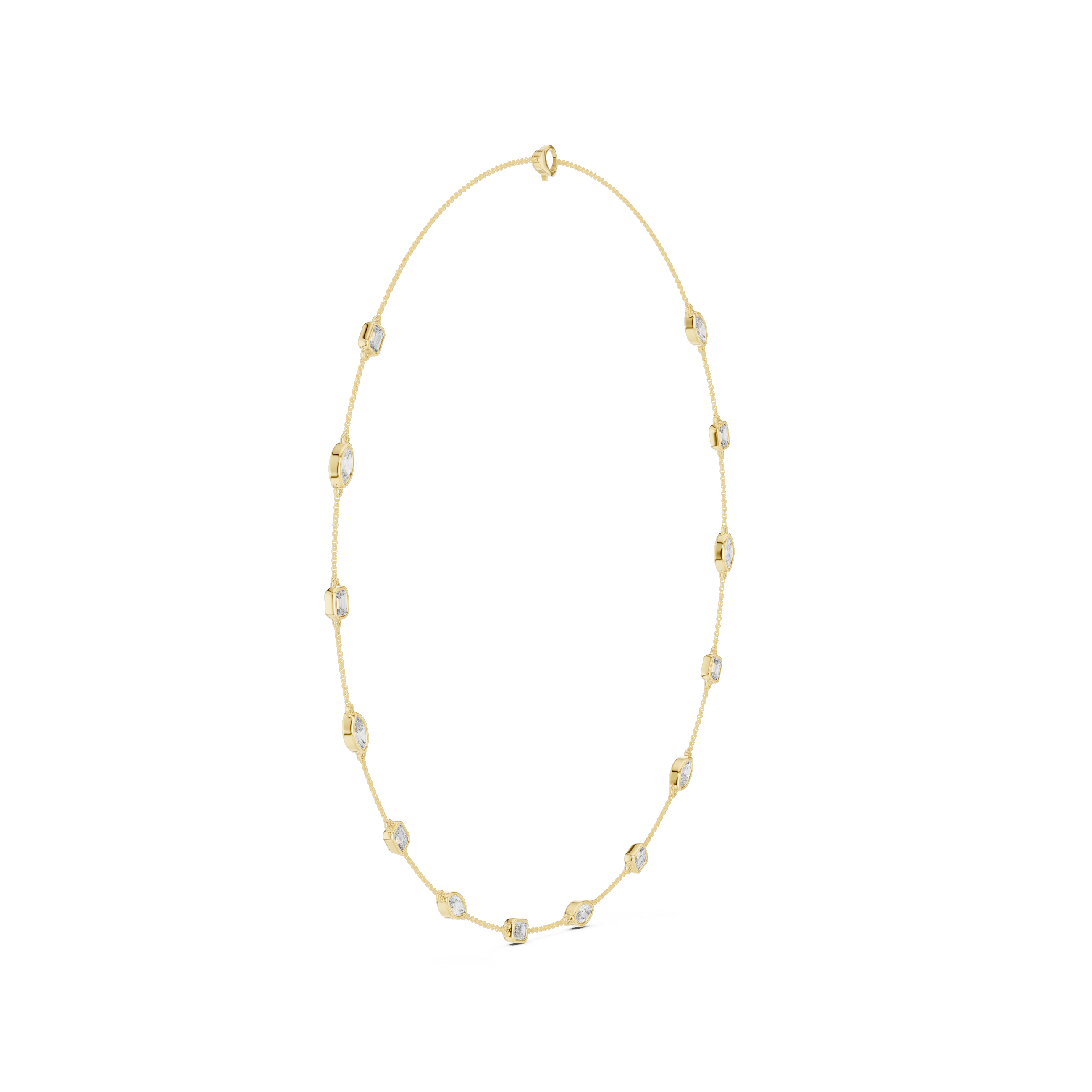 Bridal Style Emerald & Marquise Shaped Diamond Necklace in Gold Elegant Party Wear Jewelry
