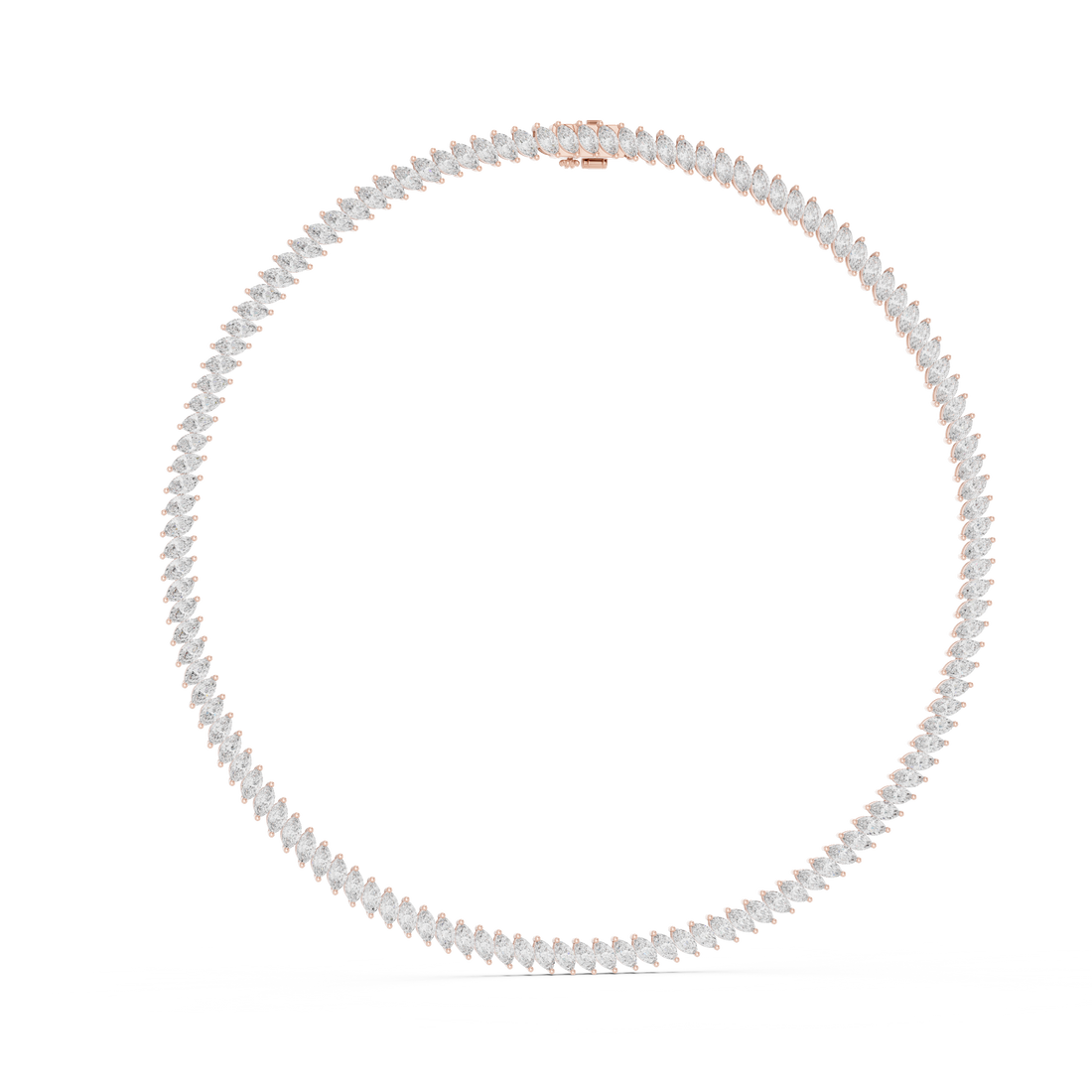 Women’s Marquise Shaped Diamond Tennis Necklace in Rose Gold Elegant Bridal Jewelry Design