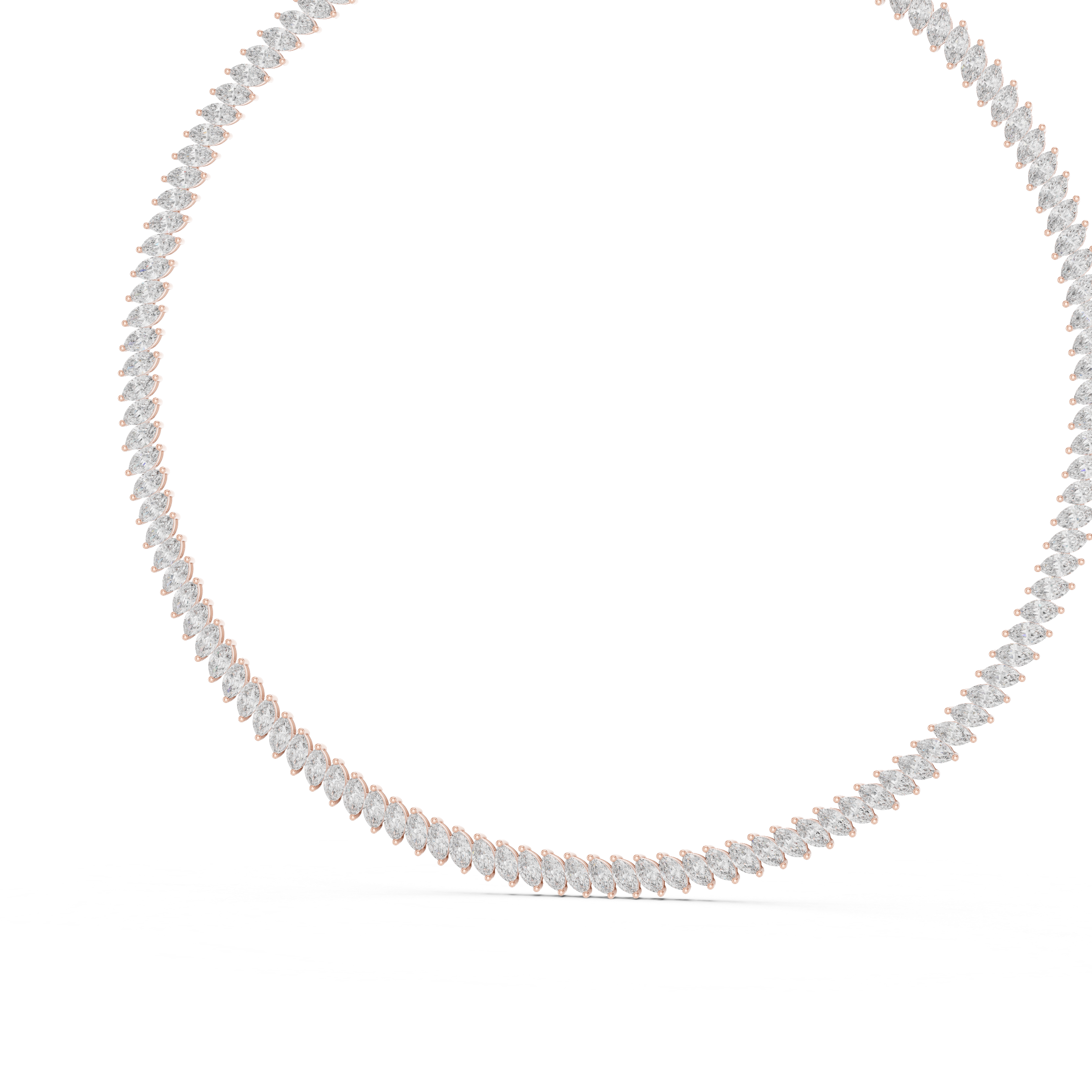 Women’s Marquise Shaped Diamond Tennis Necklace in Rose Gold Elegant Bridal Jewelry Design