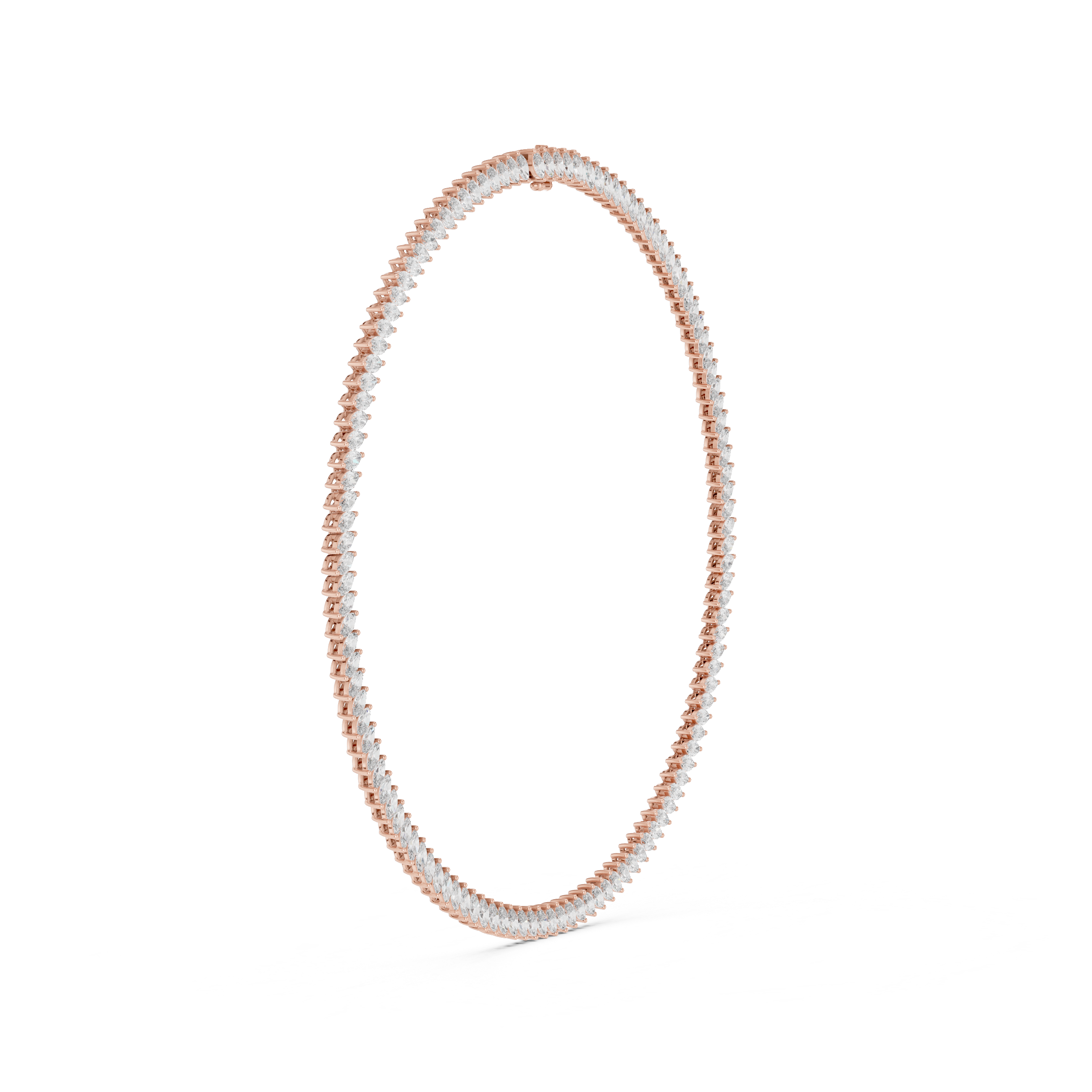Women’s Marquise Shaped Diamond Tennis Necklace in Rose Gold Elegant Bridal Jewelry Design