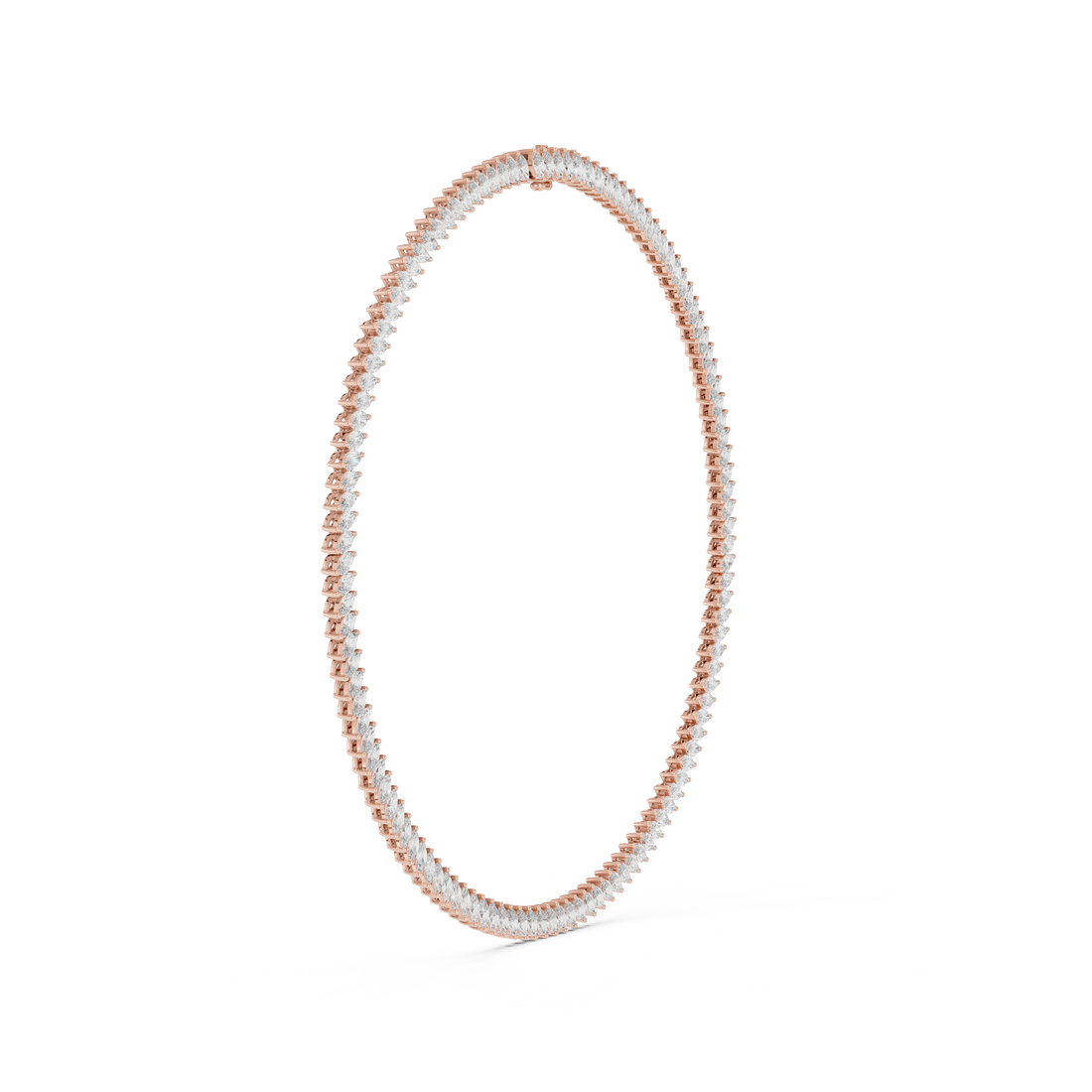 Women’s Marquise Shaped Diamond Tennis Necklace in Rose Gold Elegant Bridal Jewelry Design