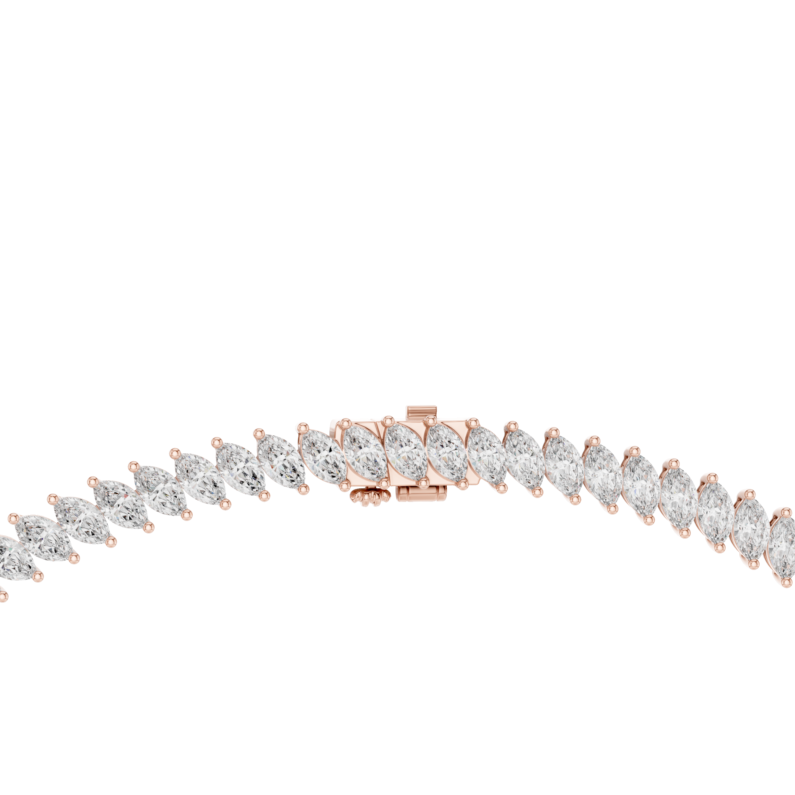 Women’s Marquise Shaped Diamond Tennis Necklace in Rose Gold Elegant Bridal Jewelry Design