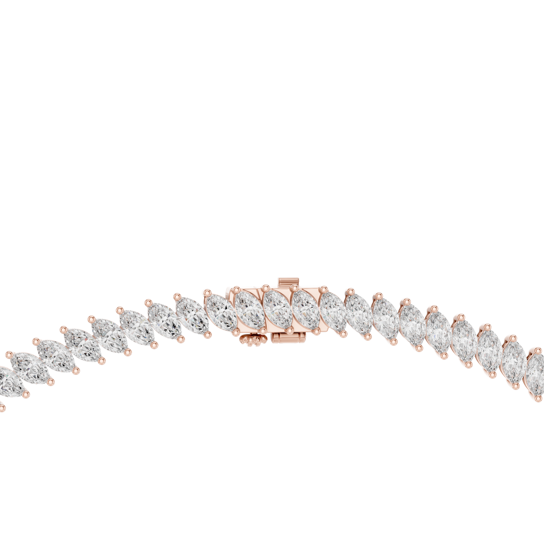 Women’s Marquise Shaped Diamond Tennis Necklace in Rose Gold Elegant Bridal Jewelry Design