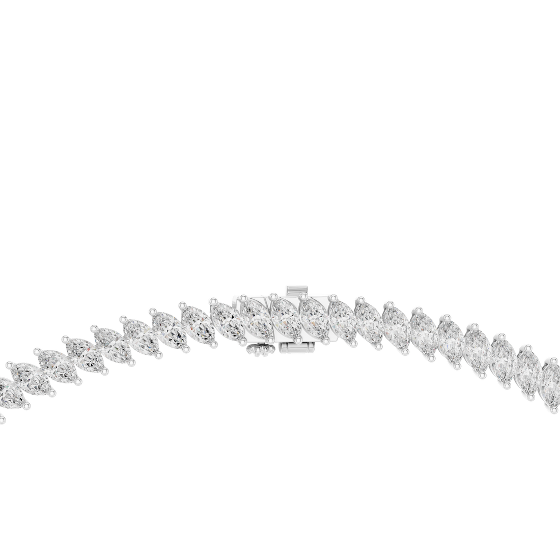 Women’s Marquise Shaped Diamond Tennis Necklace in Rose Gold Elegant Bridal Jewelry Design