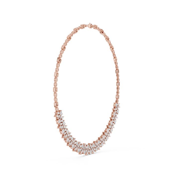 Luxury Fancy Cut Diamond Necklace in Rose Gold Elegant Floral Link Bridal Necklace for Women