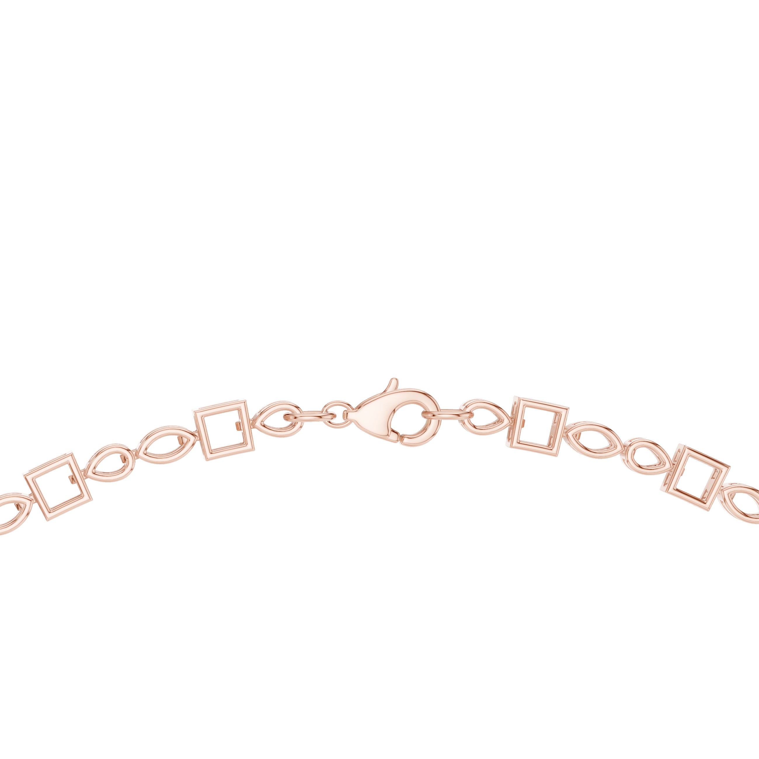 Luxury Fancy Cut Diamond Necklace in Rose Gold Elegant Floral Link Bridal Necklace for Women