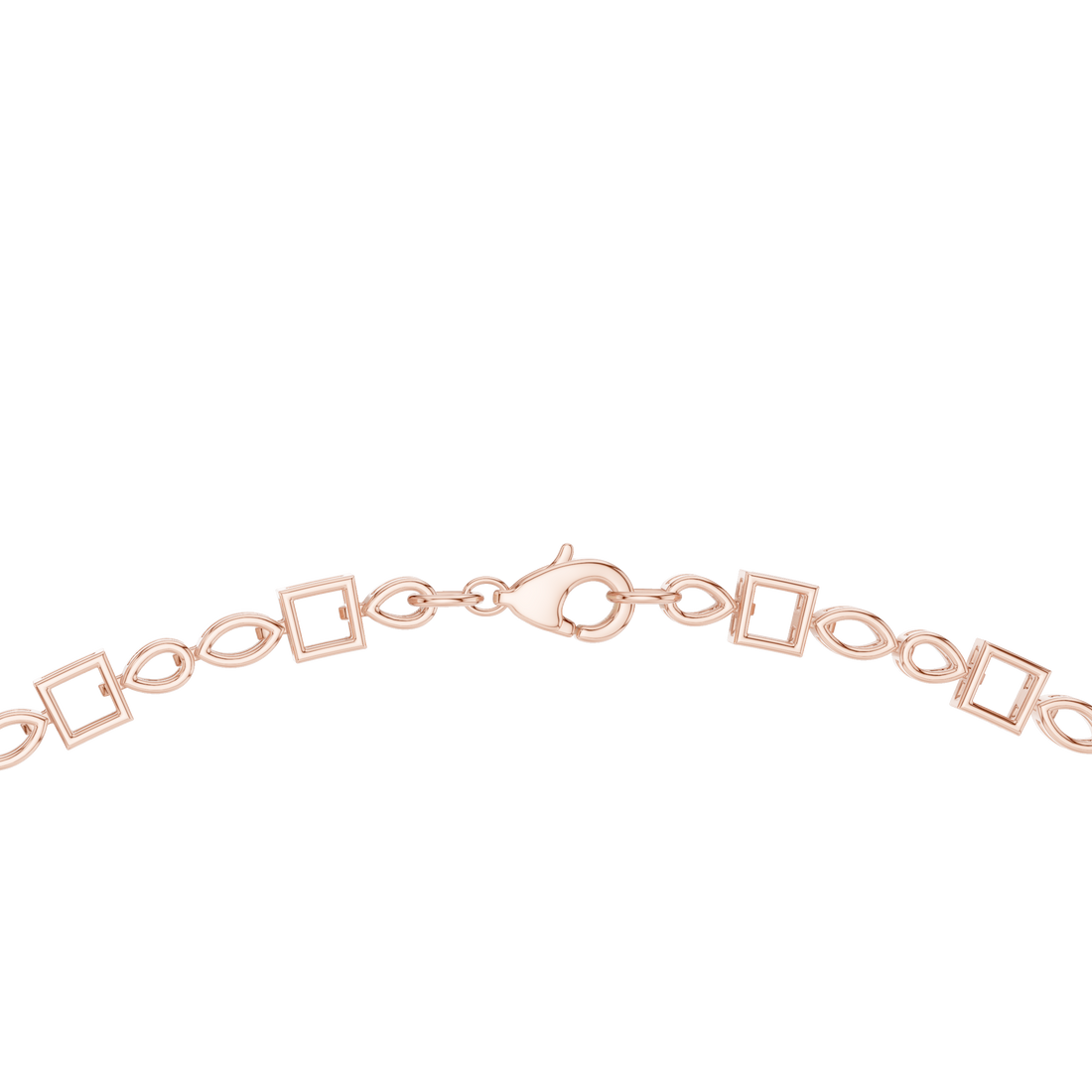 Luxury Fancy Cut Diamond Necklace in Rose Gold Elegant Floral Link Bridal Necklace for Women