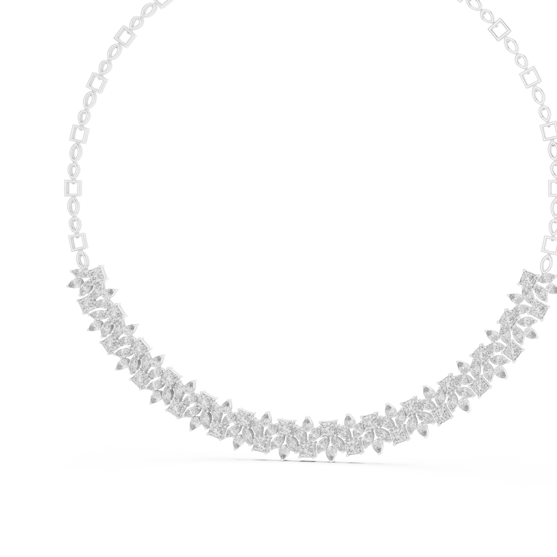 Luxury Fancy Cut Diamond Necklace in Rose Gold Elegant Floral Link Bridal Necklace for Women