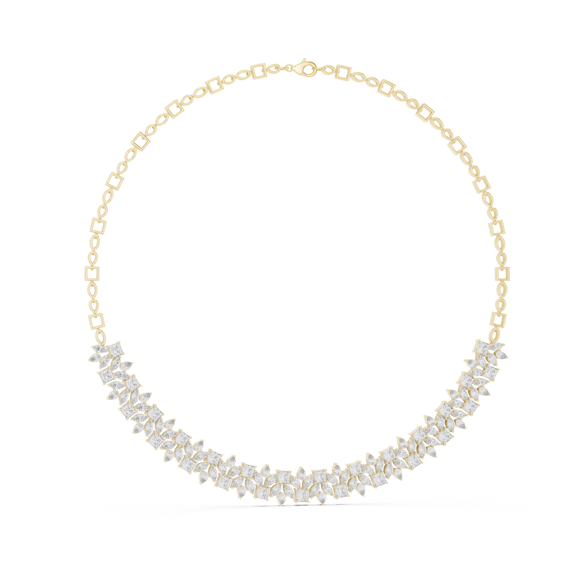 Luxury Fancy Cut Diamond Necklace in Rose Gold Elegant Floral Link Bridal Necklace for Women