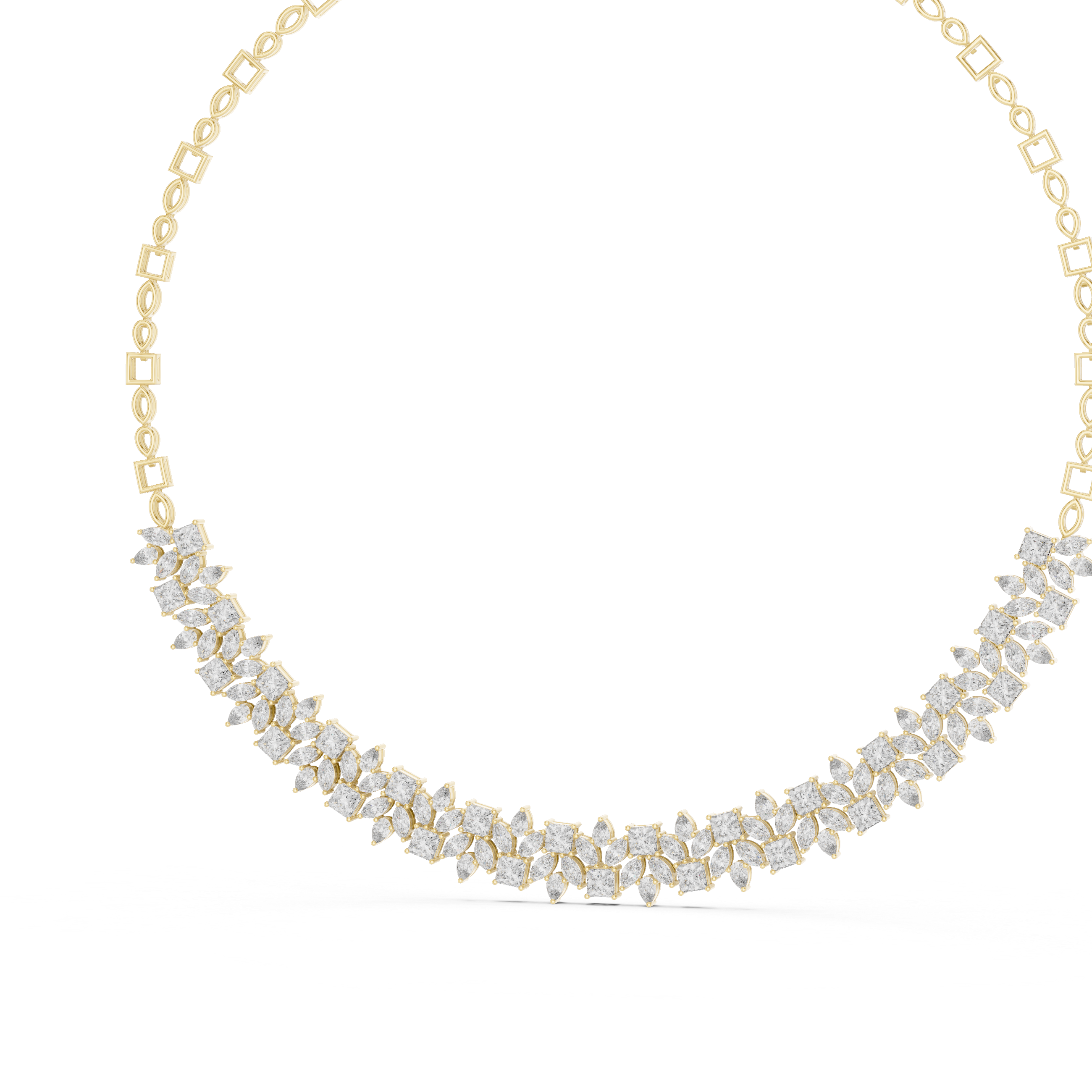 Luxury Fancy Cut Diamond Necklace in Rose Gold Elegant Floral Link Bridal Necklace for Women