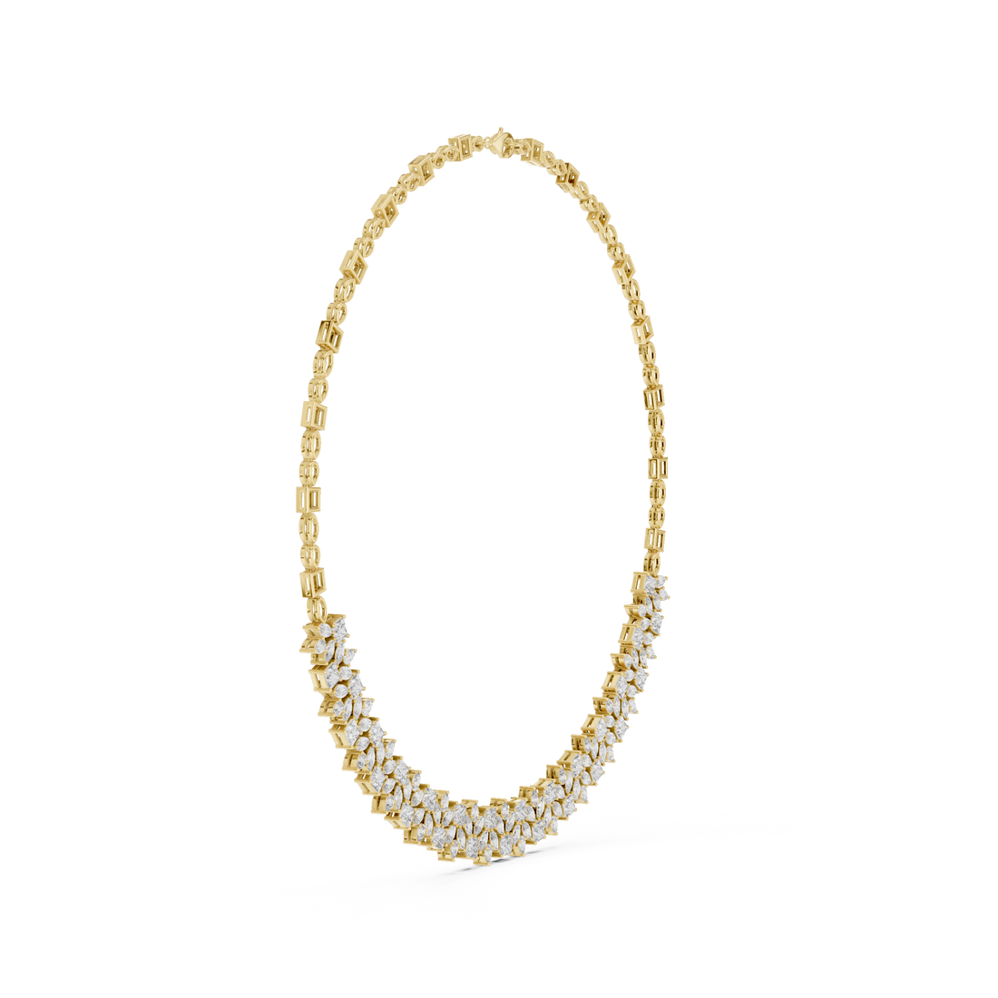 Luxury Fancy Cut Diamond Necklace in Rose Gold Elegant Floral Link Bridal Necklace for Women