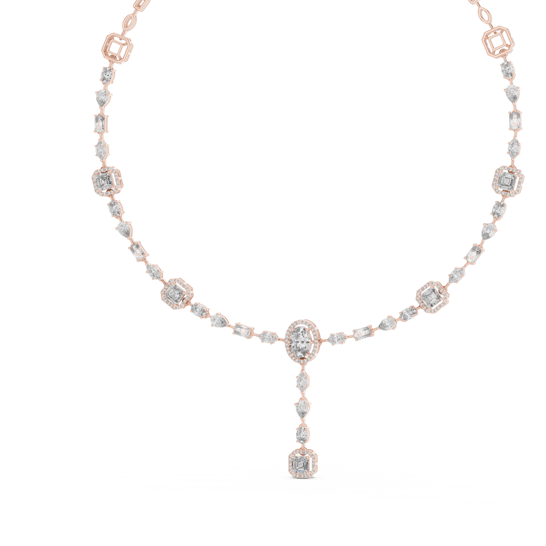 Women’s Luxury Vintage Diamond Necklace with Geometric Details and Elegant Drop Pendant