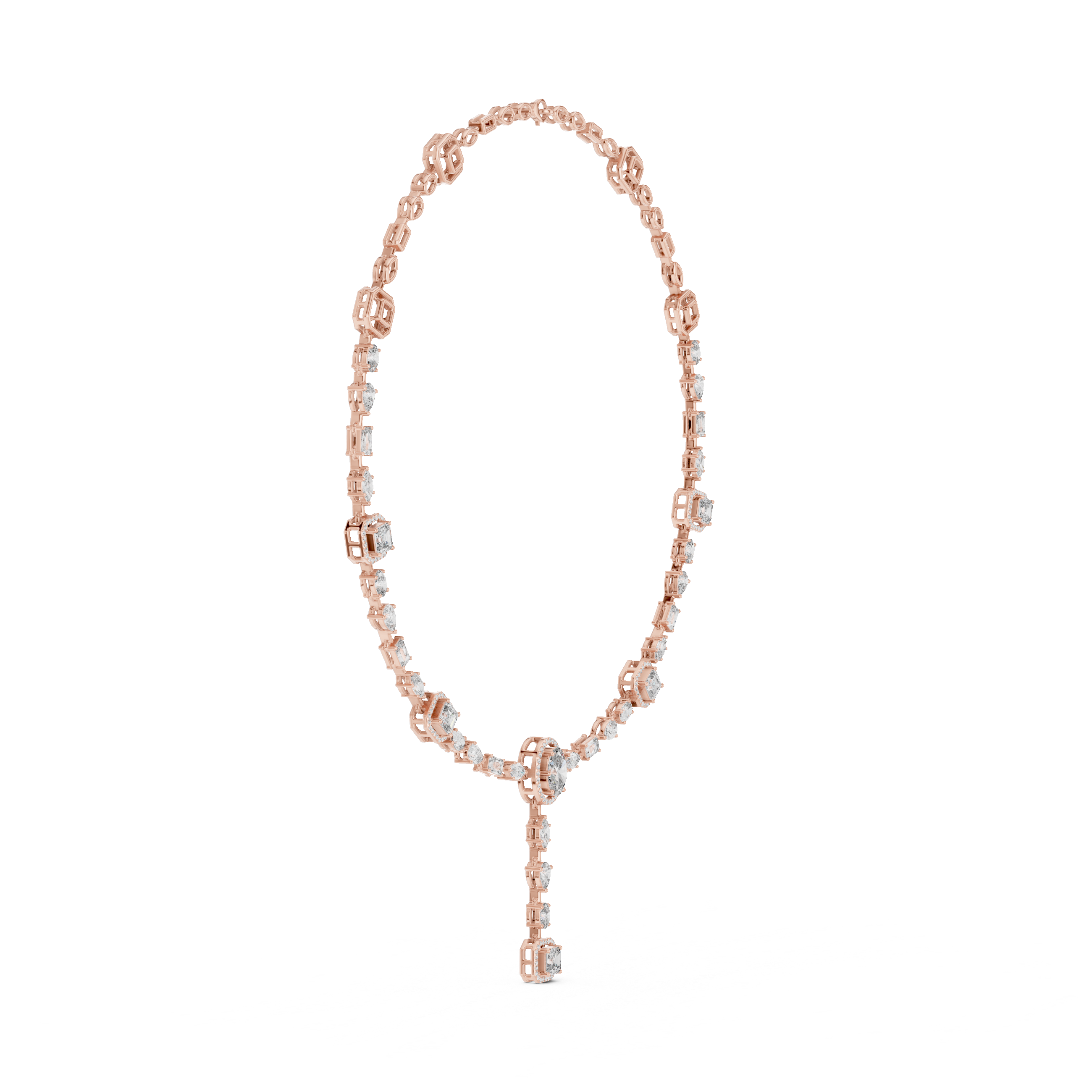 Women’s Luxury Vintage Diamond Necklace with Geometric Details and Elegant Drop Pendant