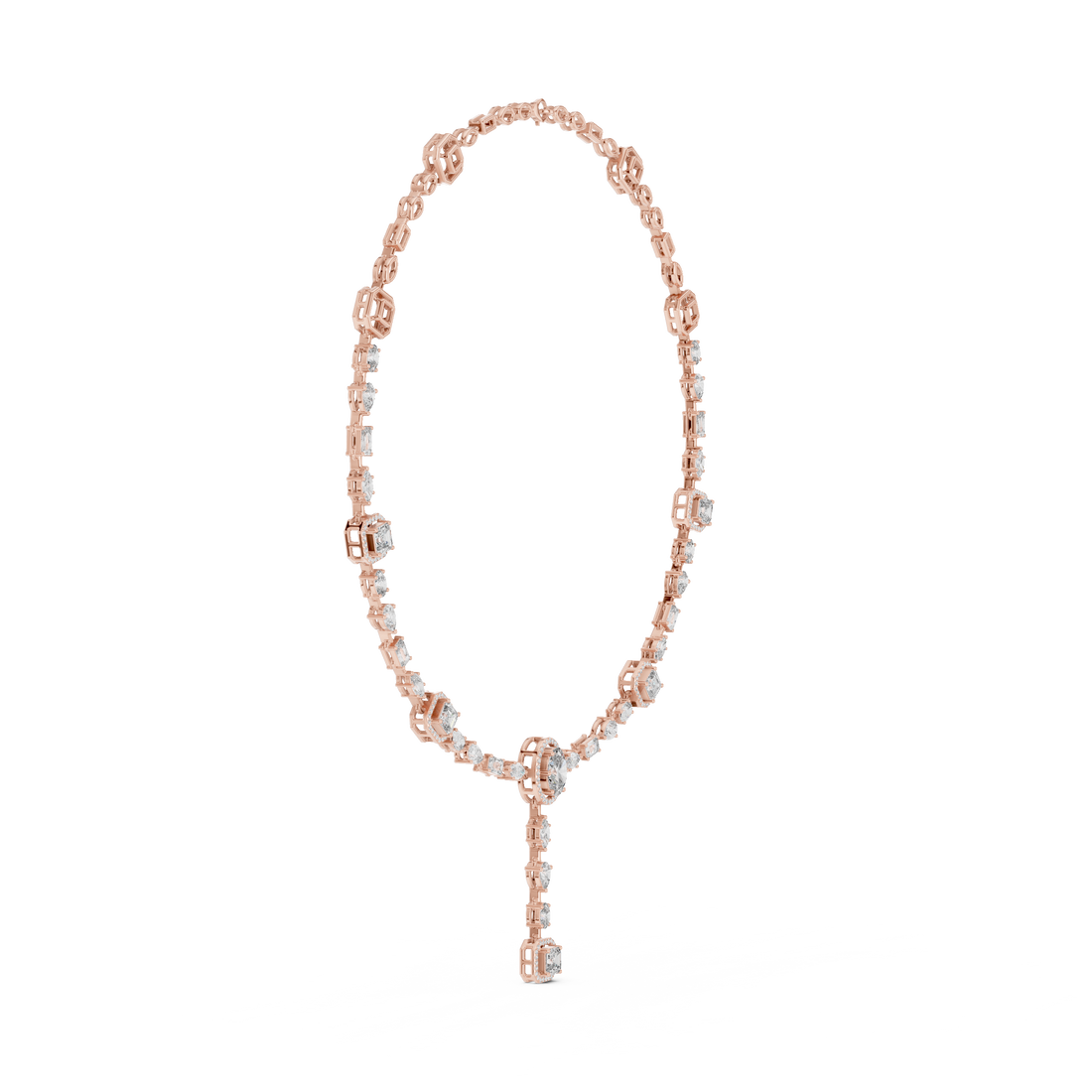 Women’s Luxury Vintage Diamond Necklace with Geometric Details and Elegant Drop Pendant