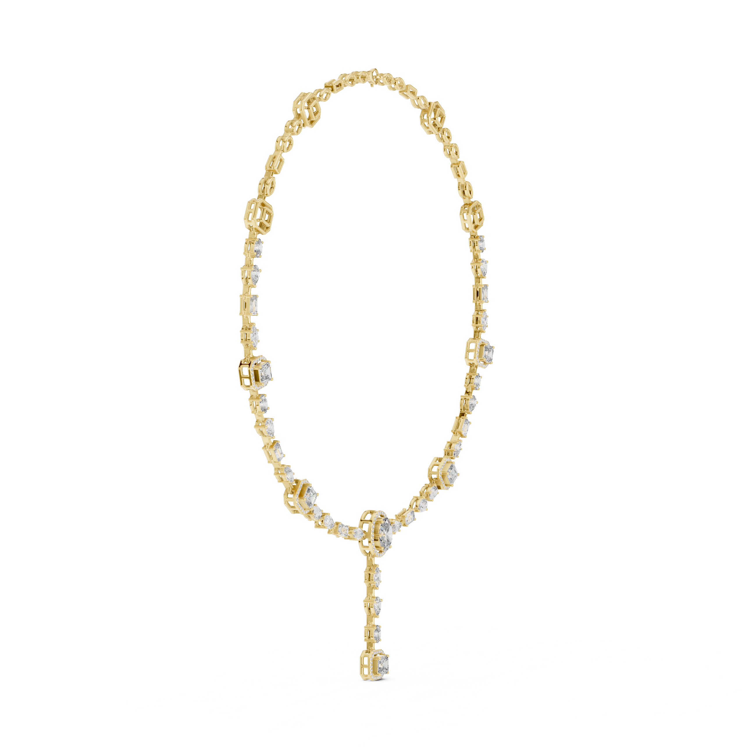 Women’s Luxury Vintage Diamond Necklace with Geometric Details and Elegant Drop Pendant